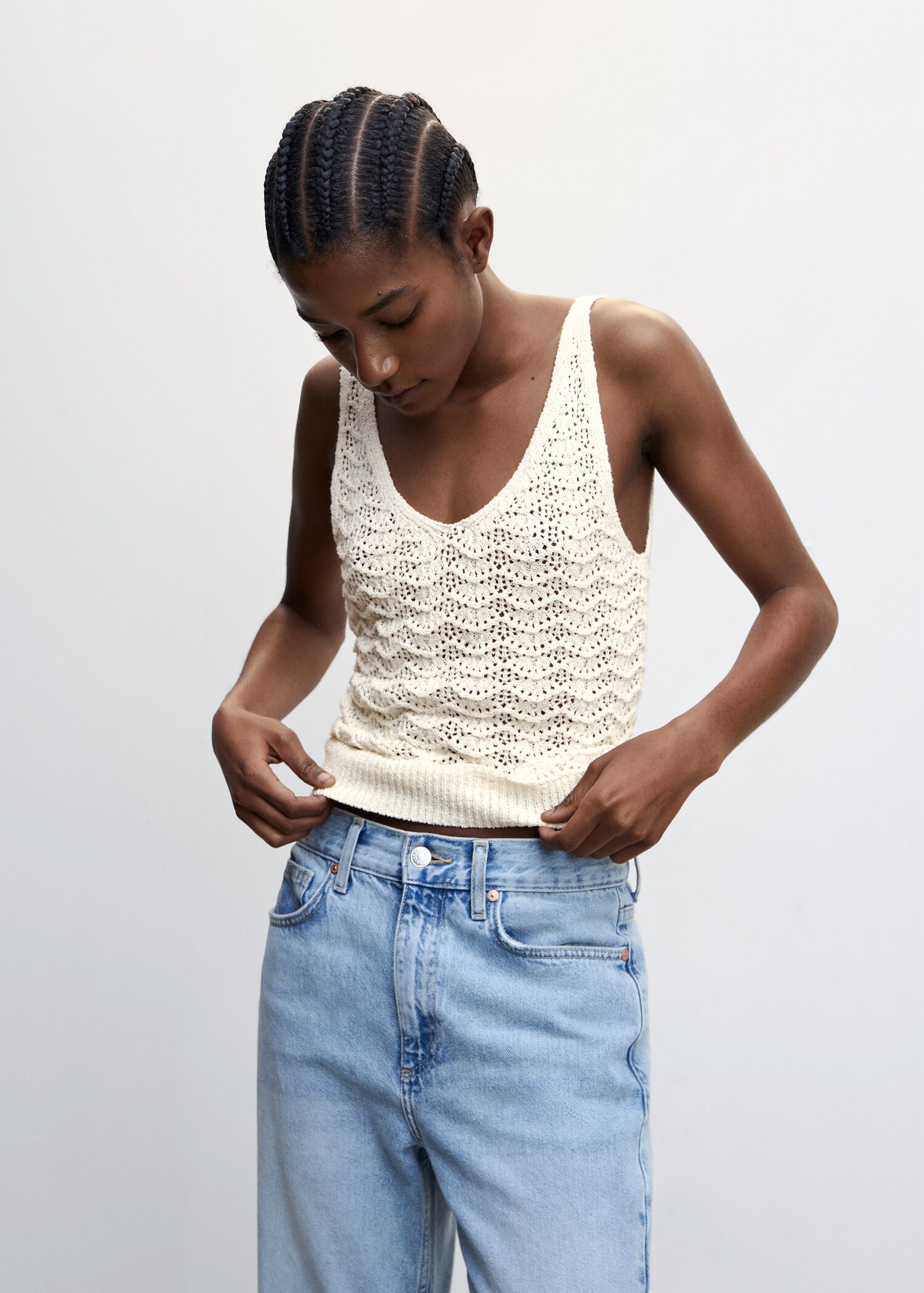 Openwork details knit top - Medium plane