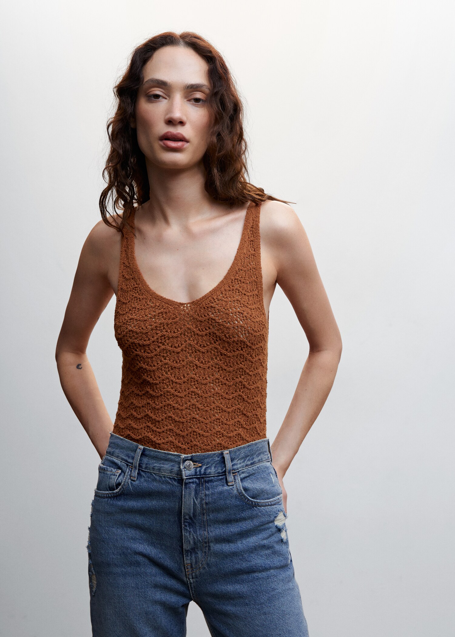 Openwork details knit top - Medium plane