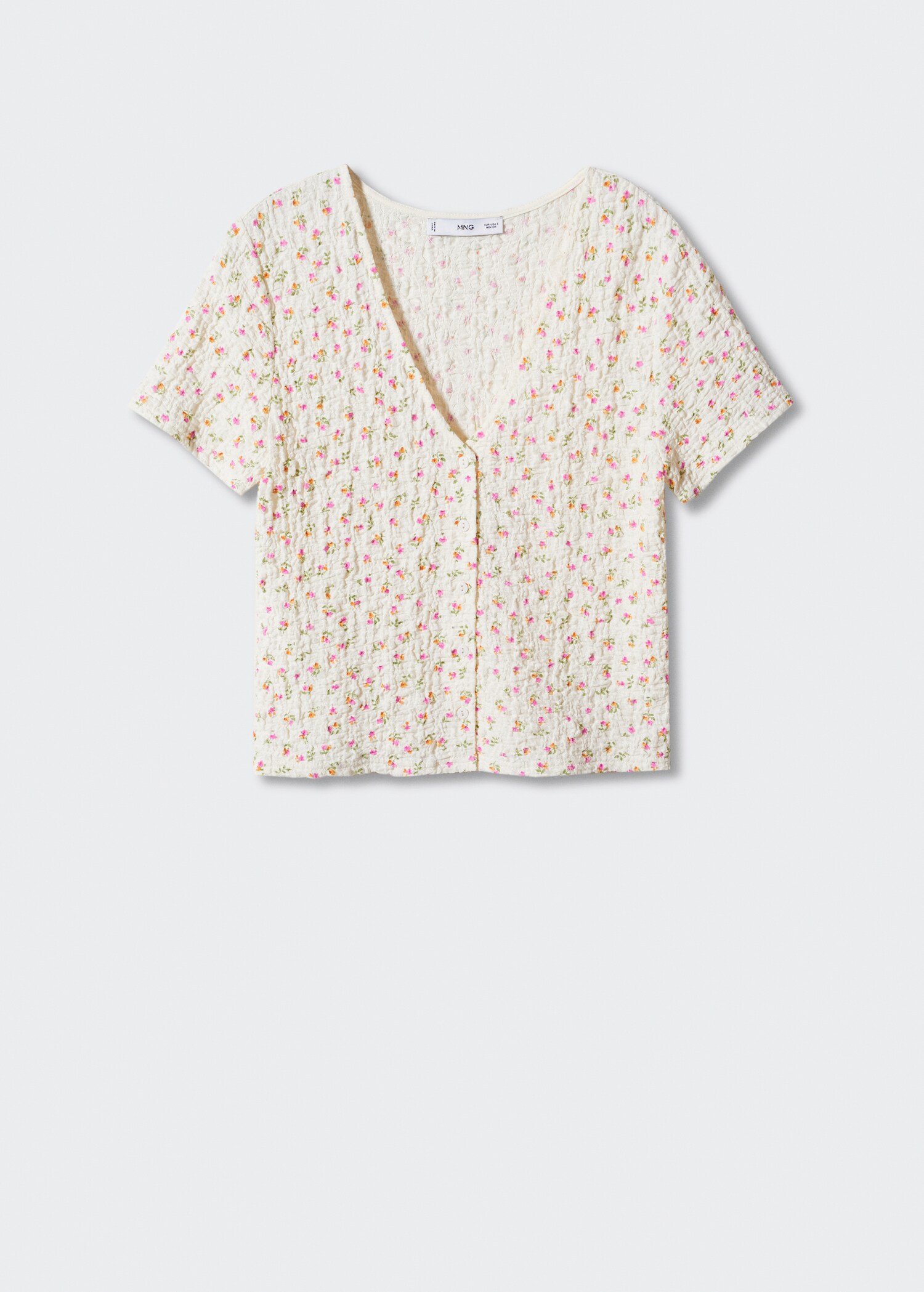 Textured t-shirt with buttons - Article without model