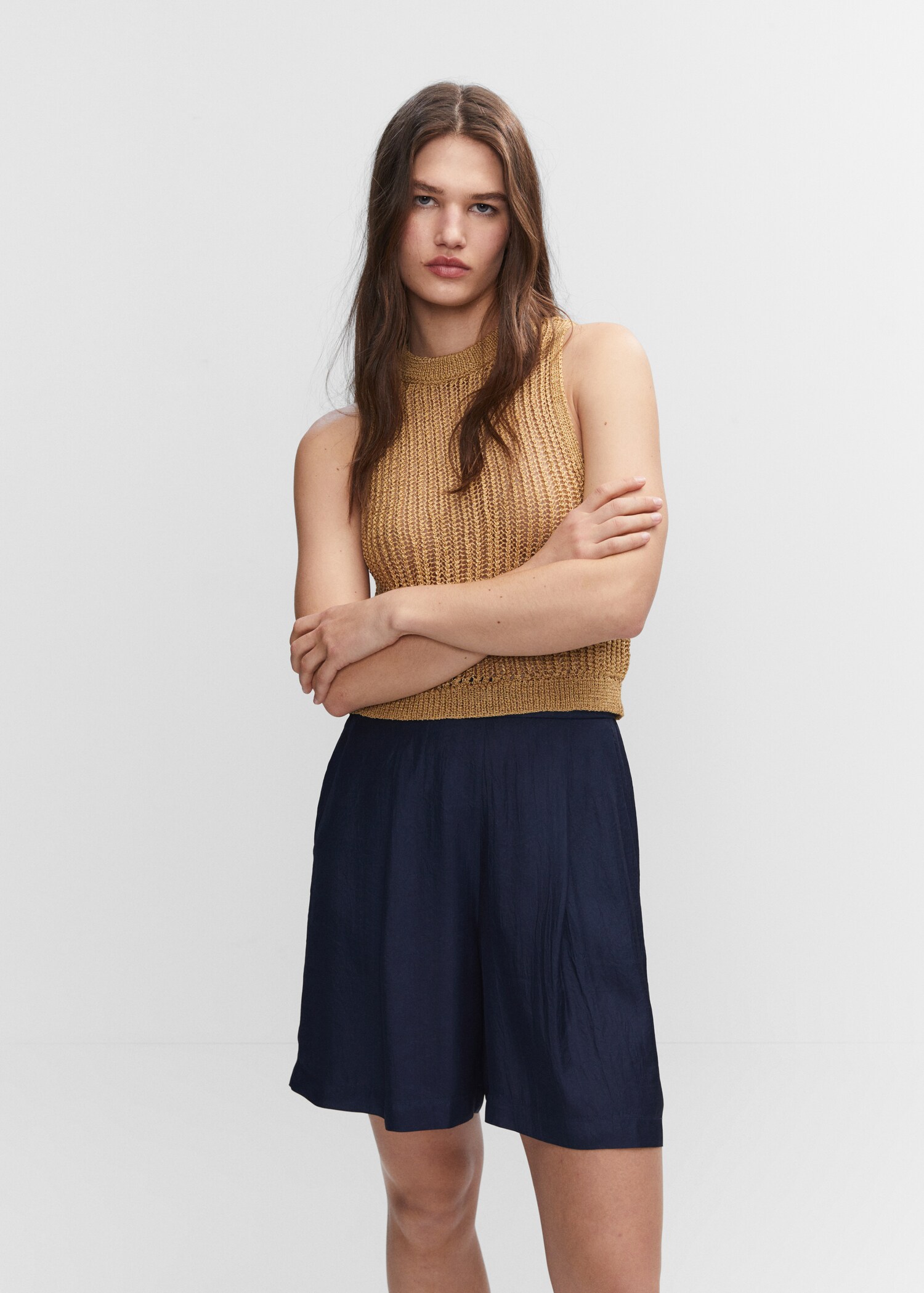 Elastic waist Bermuda shorts - Medium plane