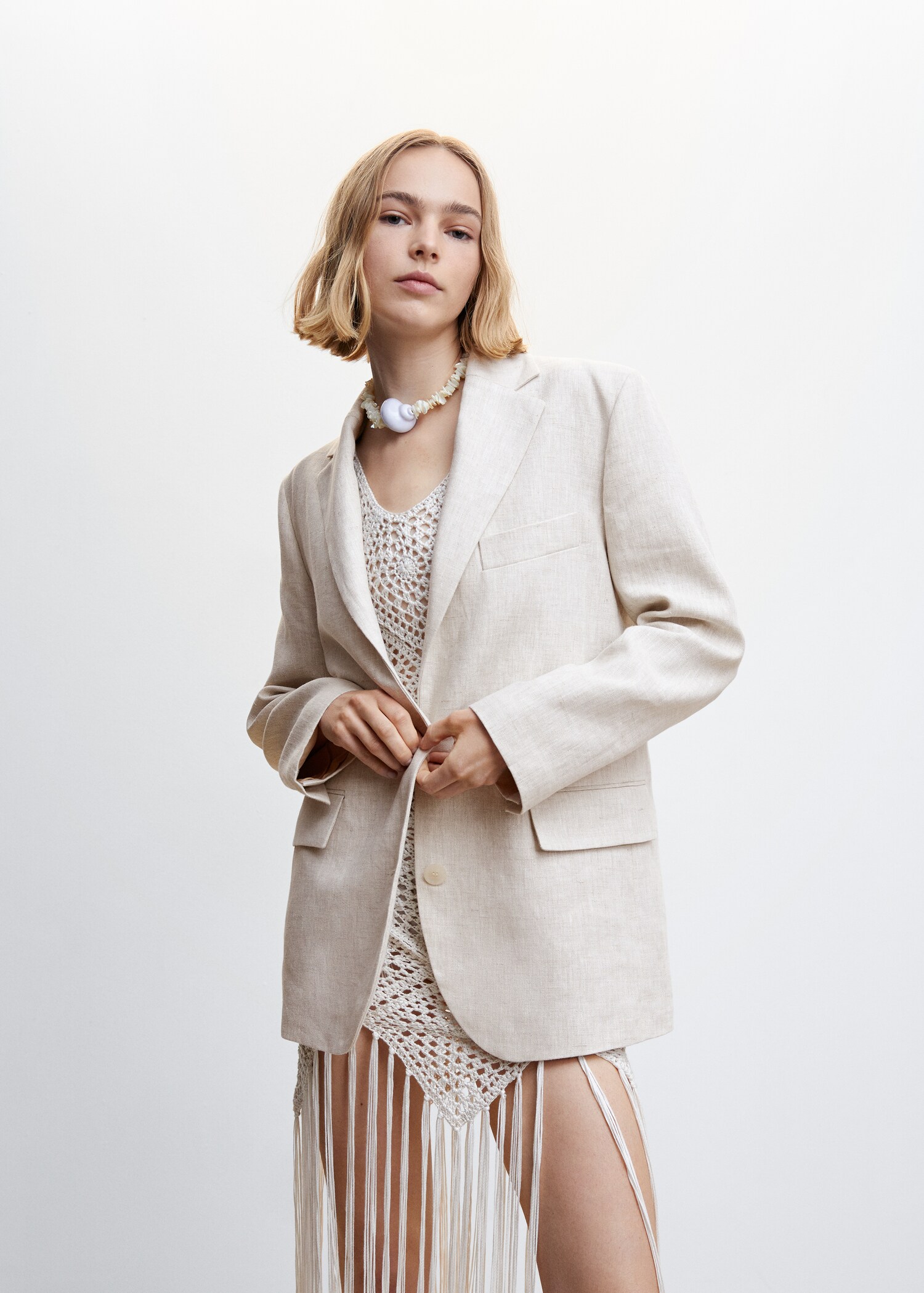 Linen oversized blazer - Medium plane