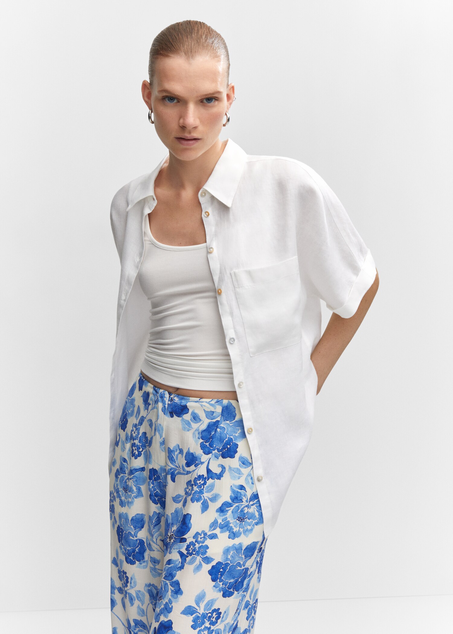 Floral palazzo trousers - Details of the article 1