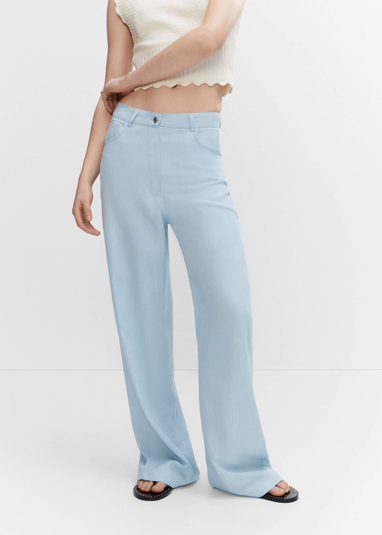 Wideleg lyocell trousers - Medium plane