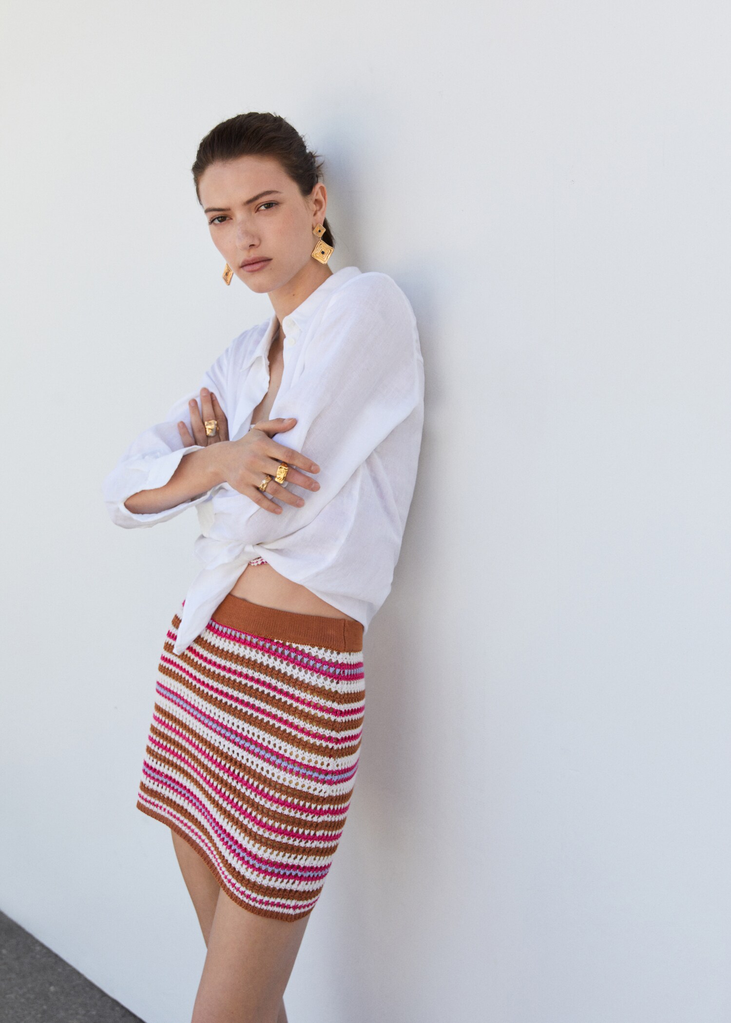 Striped knitted mini-skirt - Details of the article 1