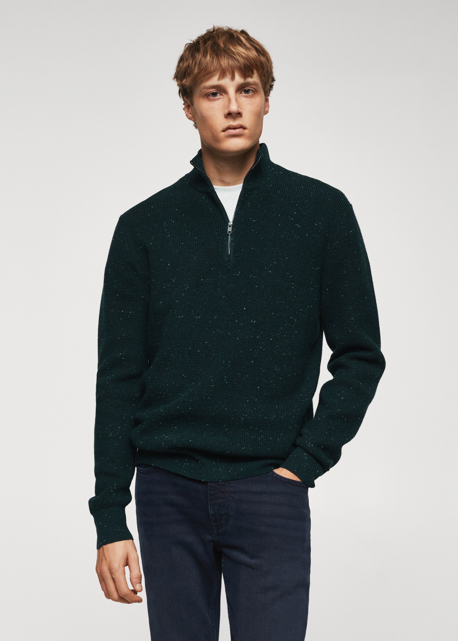 Pull-over laine col à tirette - Plan moyen