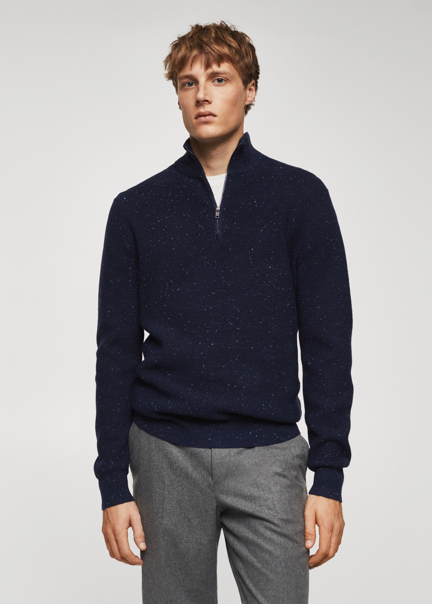 Pull-over laine col à tirette - Plan moyen