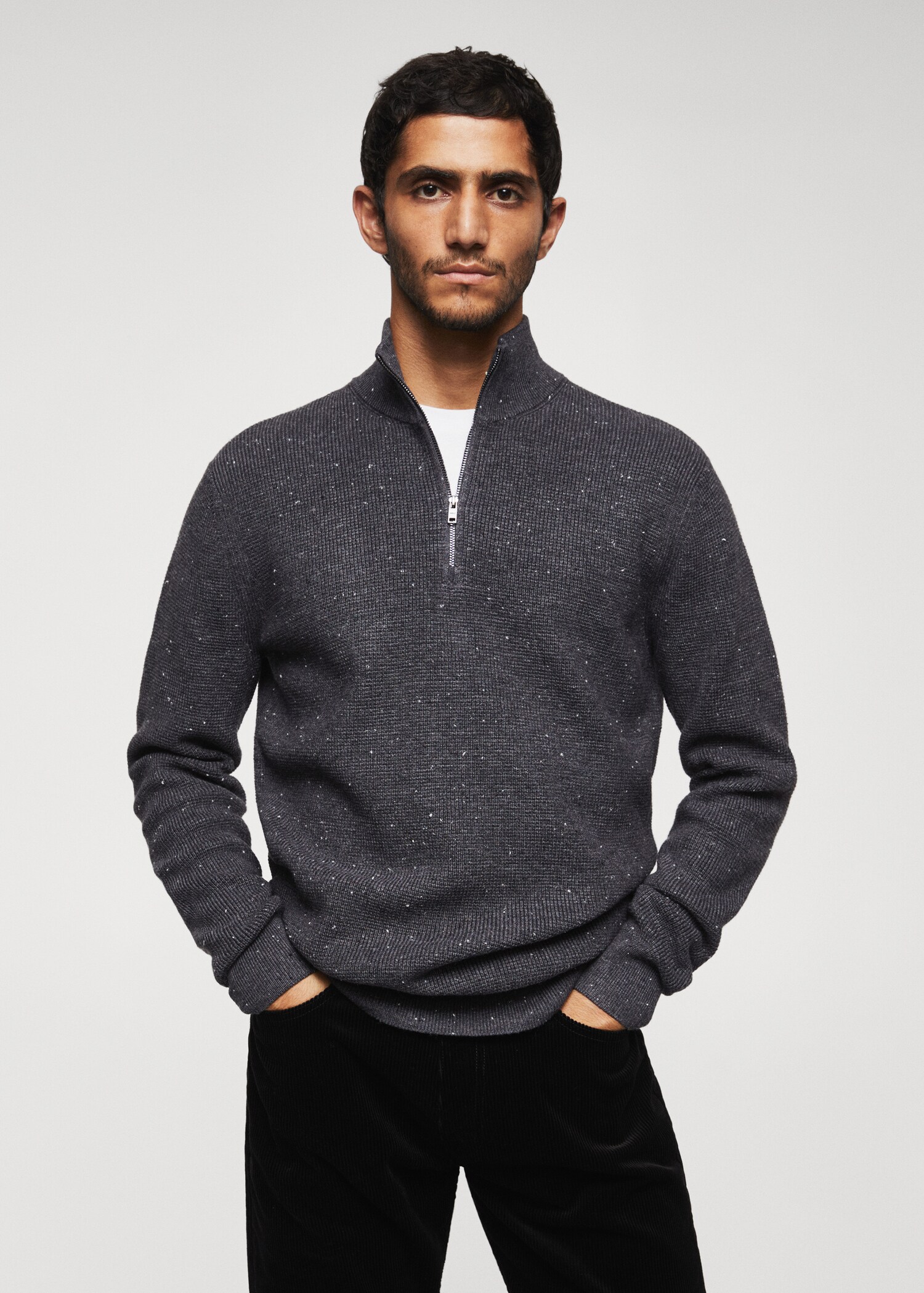 Pull-over laine col à tirette - Plan moyen