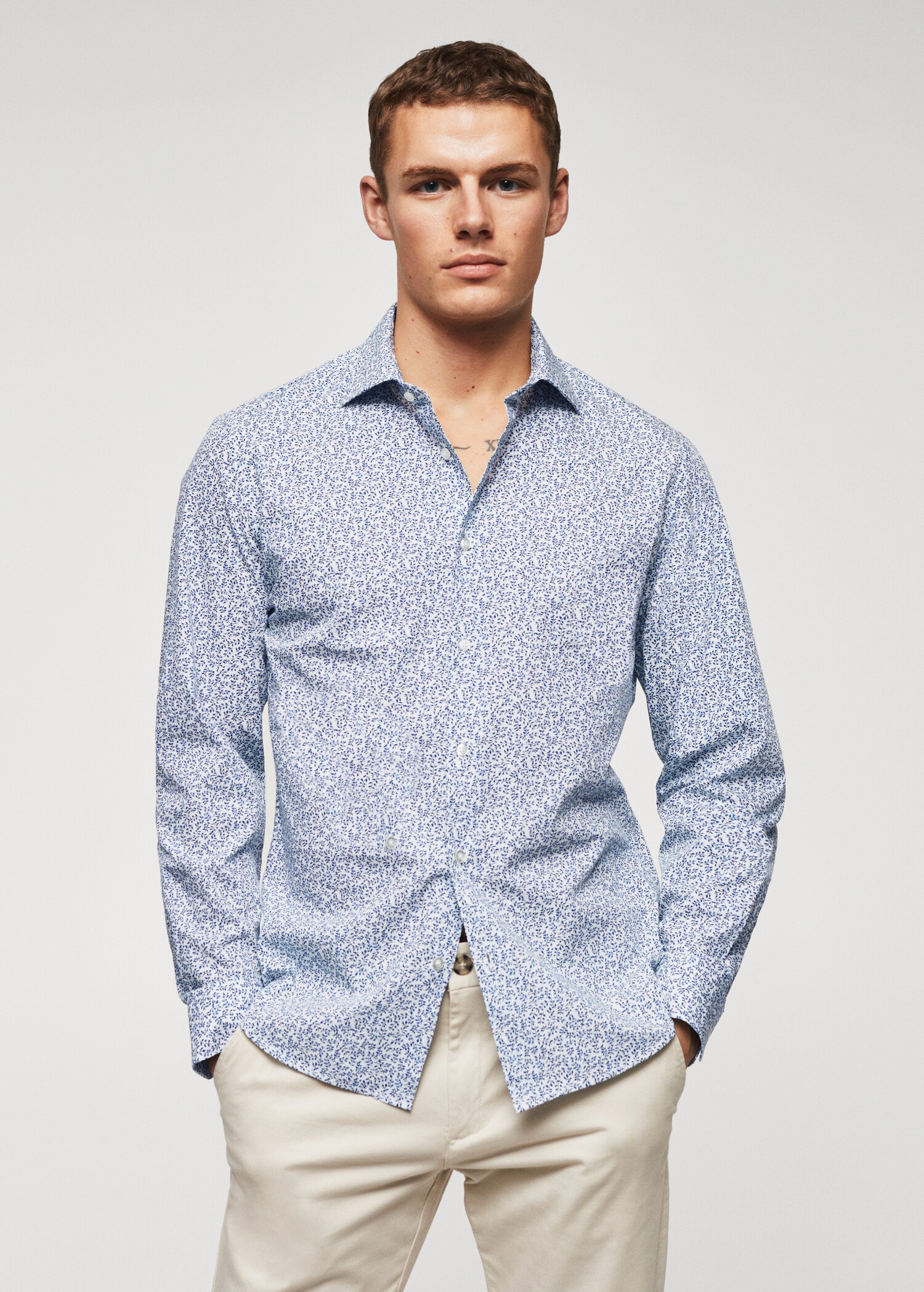 Chemise slim-fit imprimée coton - Plan moyen