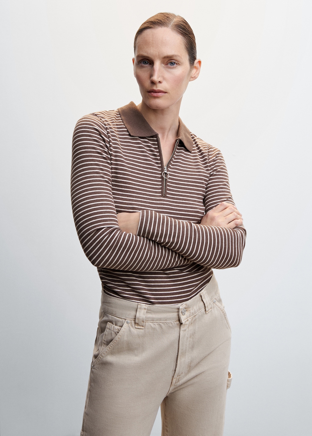 Ribbed polo style sweater