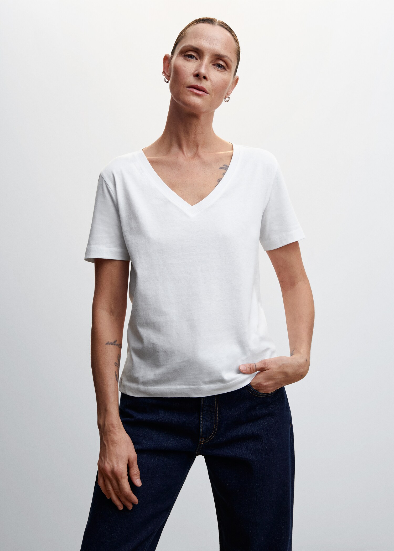 Essential cotton-blend T-shirt - Medium plane