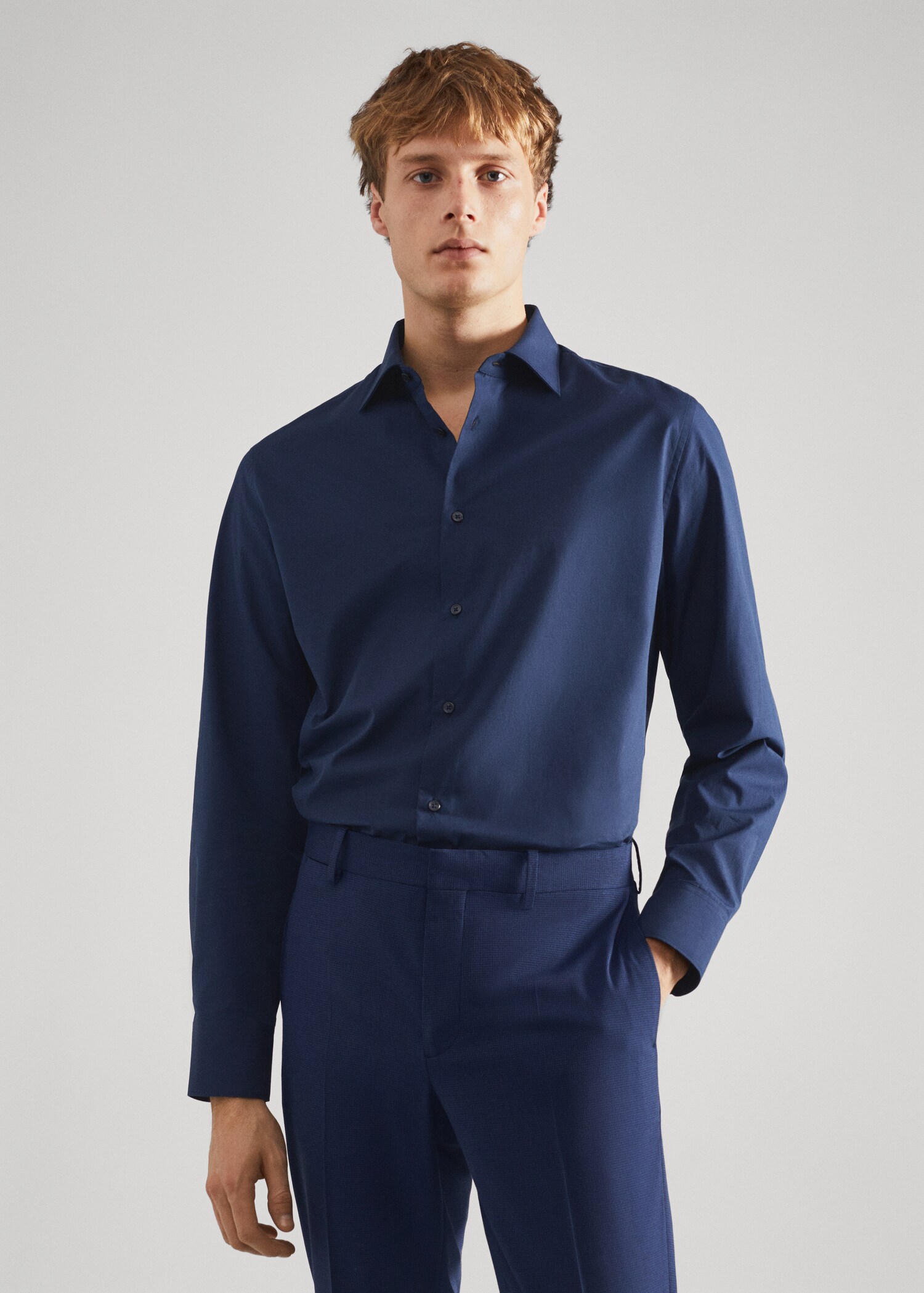 Slim fit cotton suit shirt - Medium plane