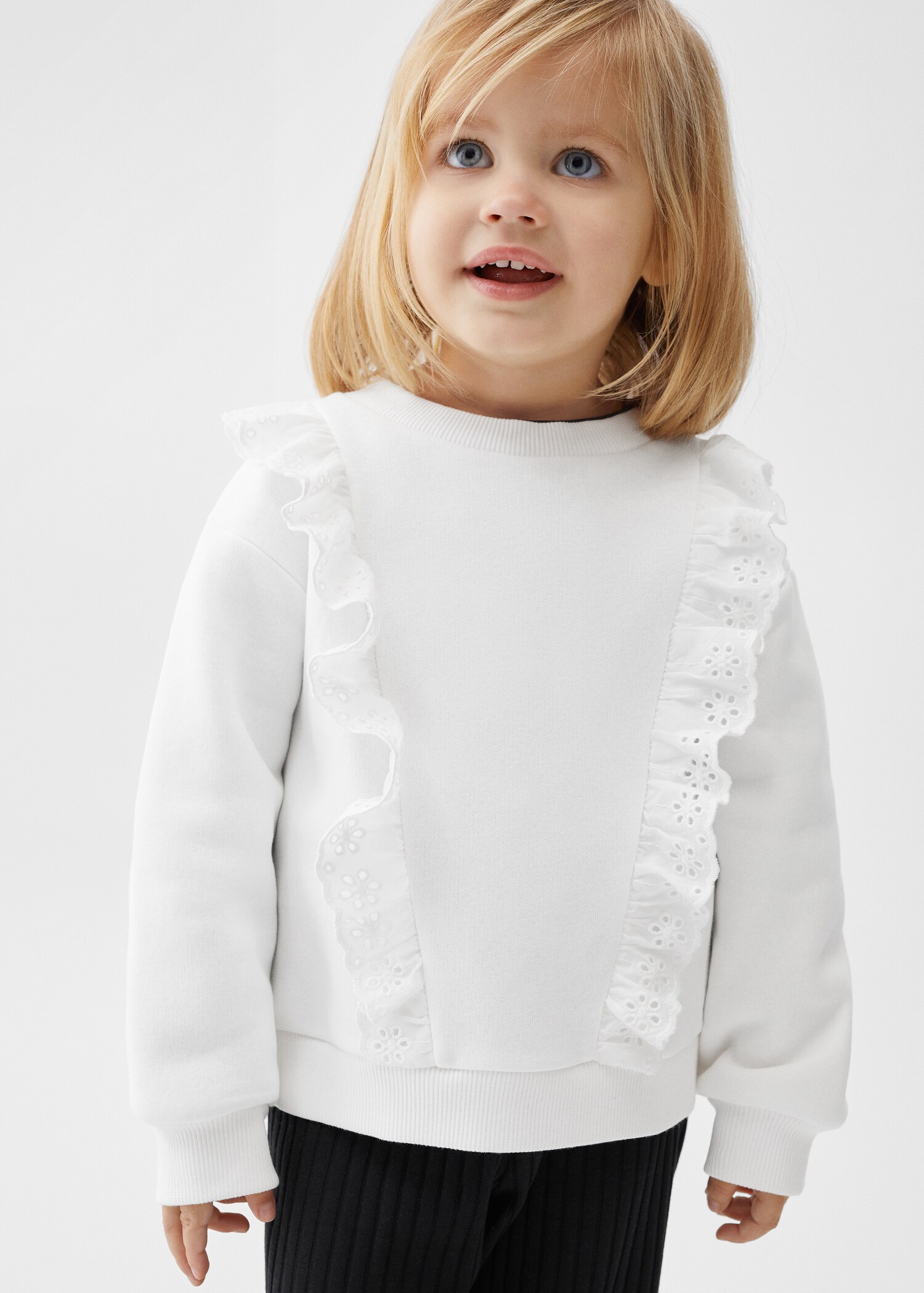 Ruffle sweatshirt with openwork details - Medium plane