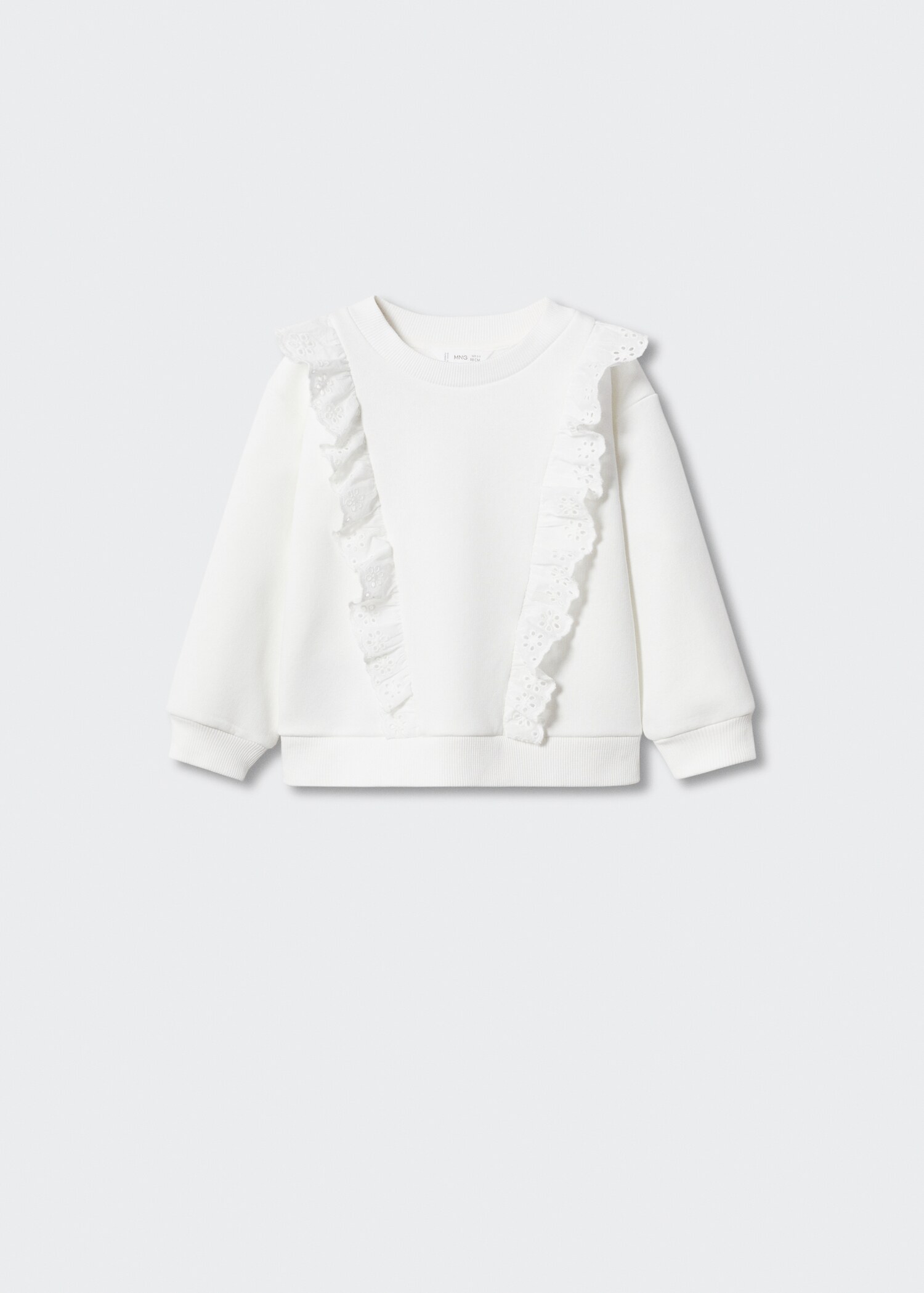 Ruffle sweatshirt with openwork details - Article without model