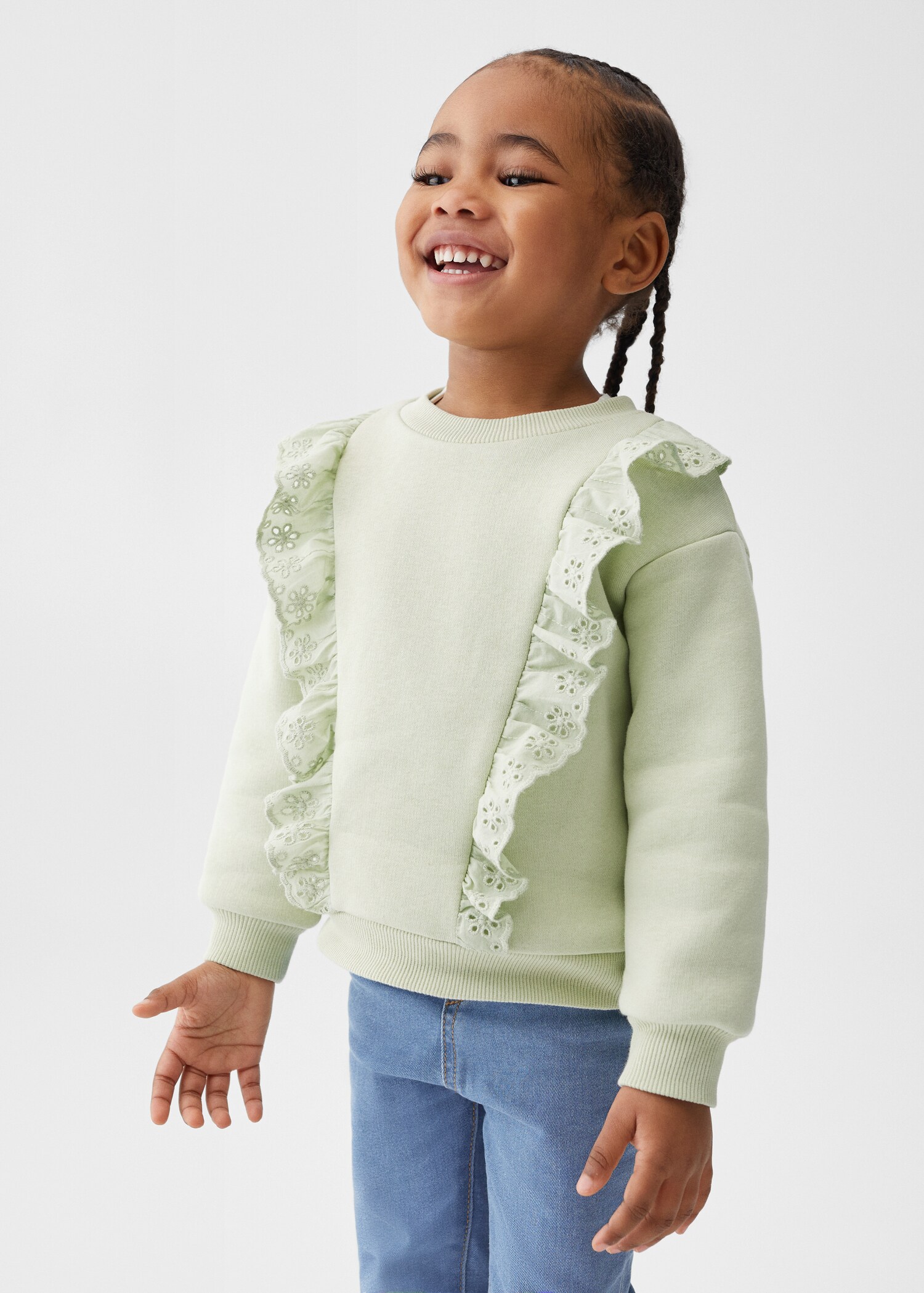 Ruffle sweatshirt with openwork details - Medium plane