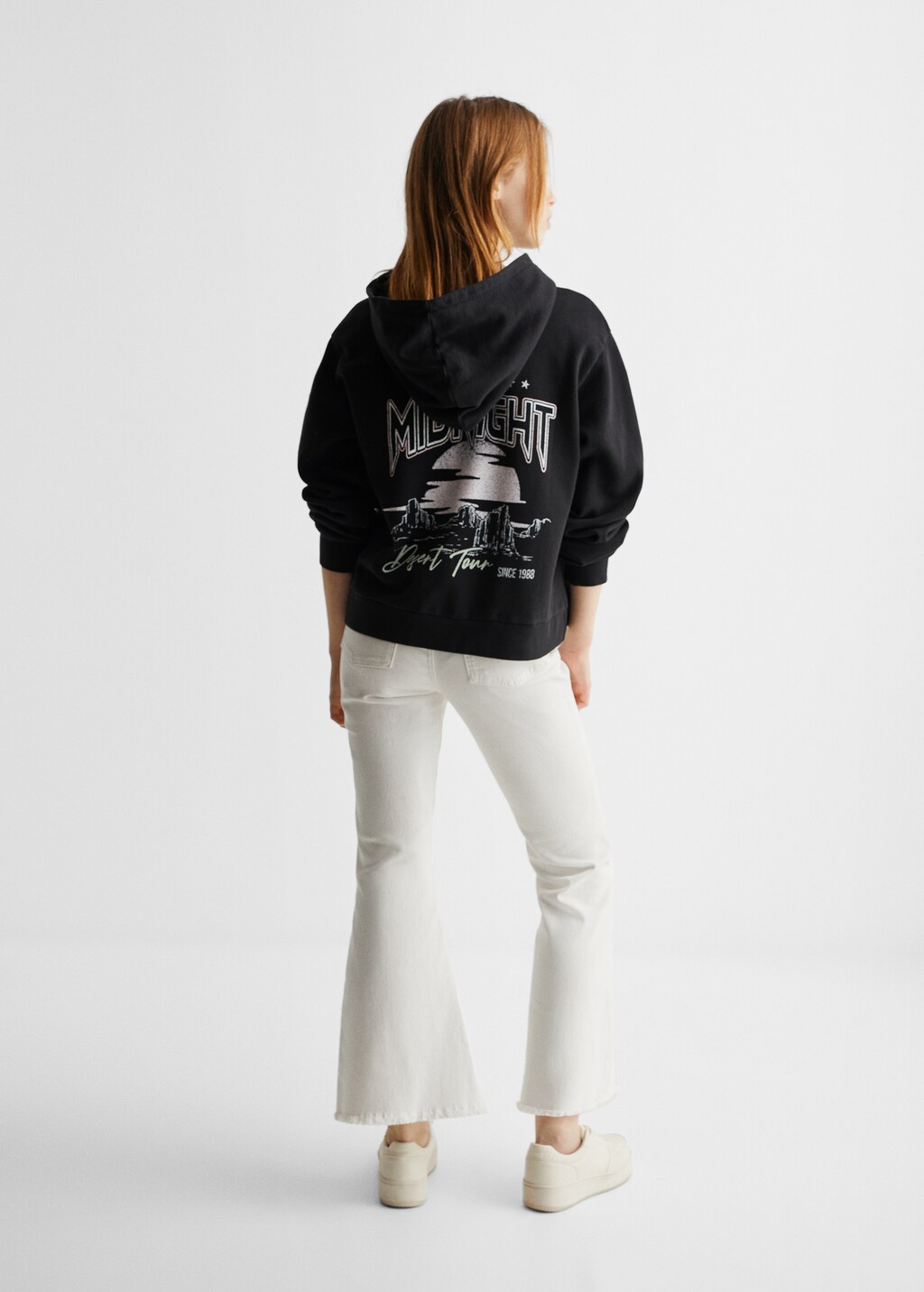 Wide Printed Cotton Hoodie