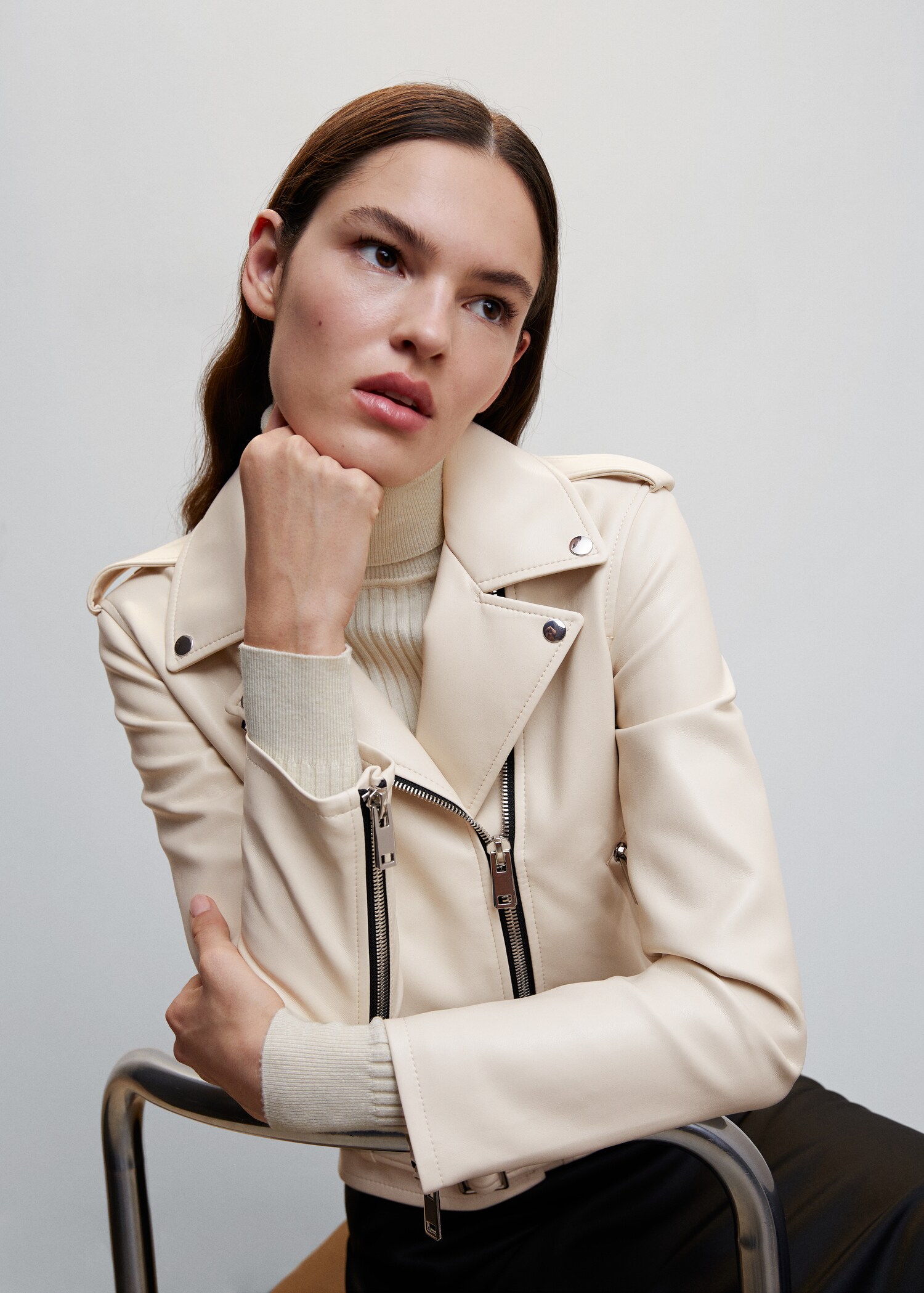 Leather-effect biker jacket - Details of the article 2