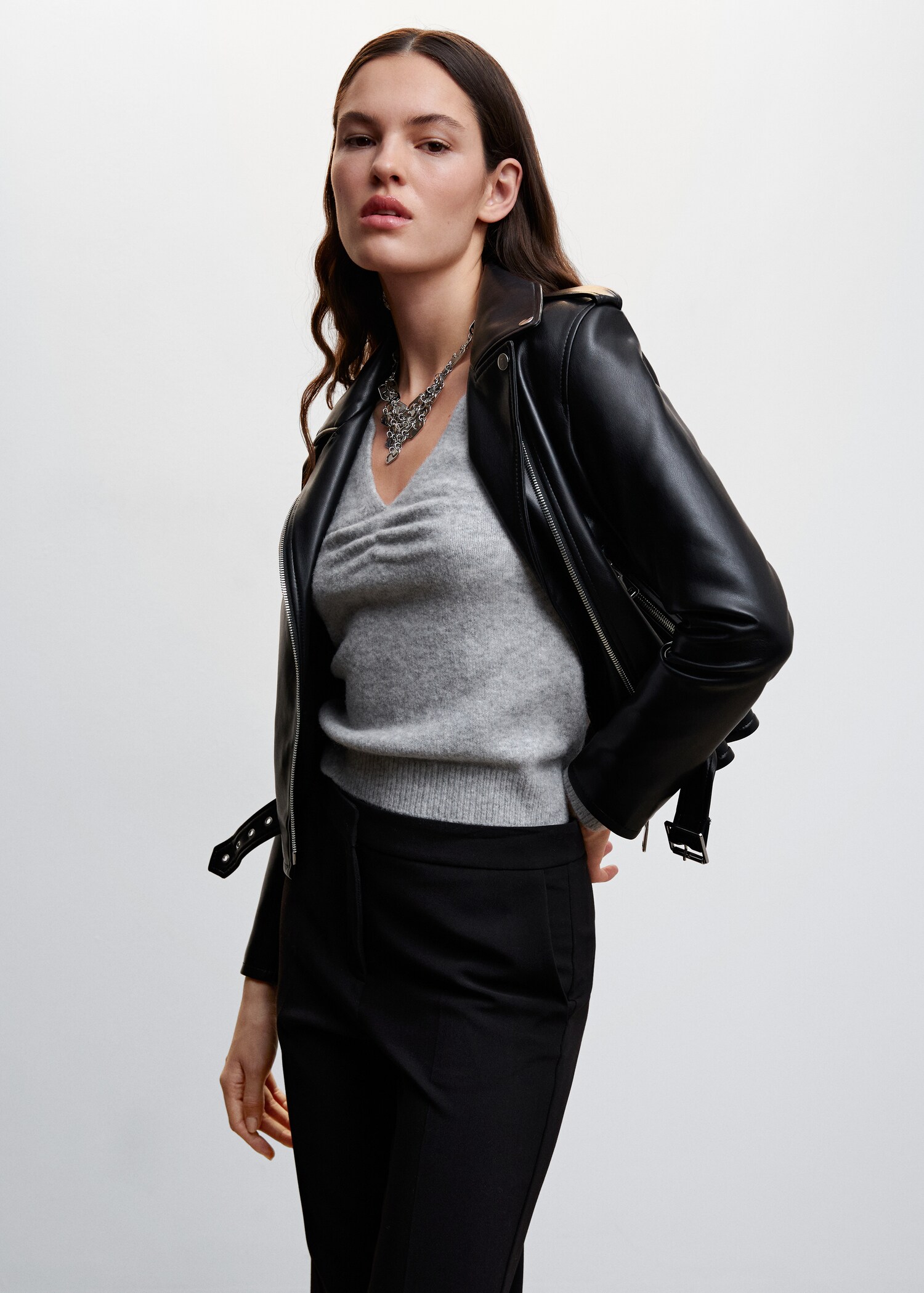 Leather-effect biker jacket - Medium plane