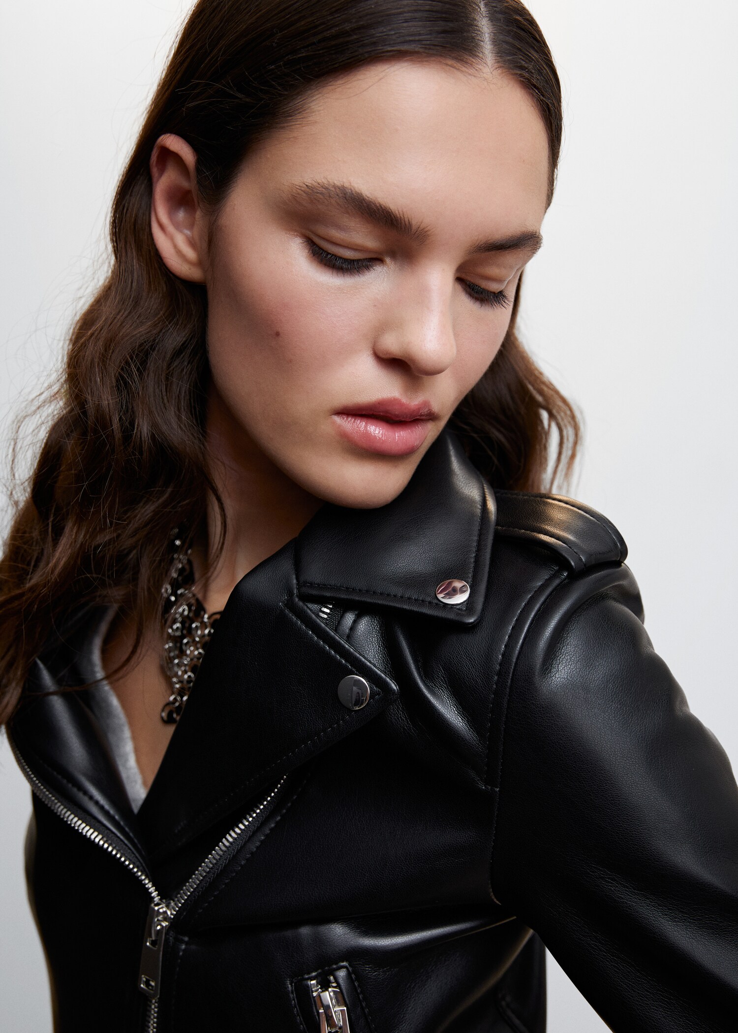 Faux-leather biker jacket - Details of the article 1