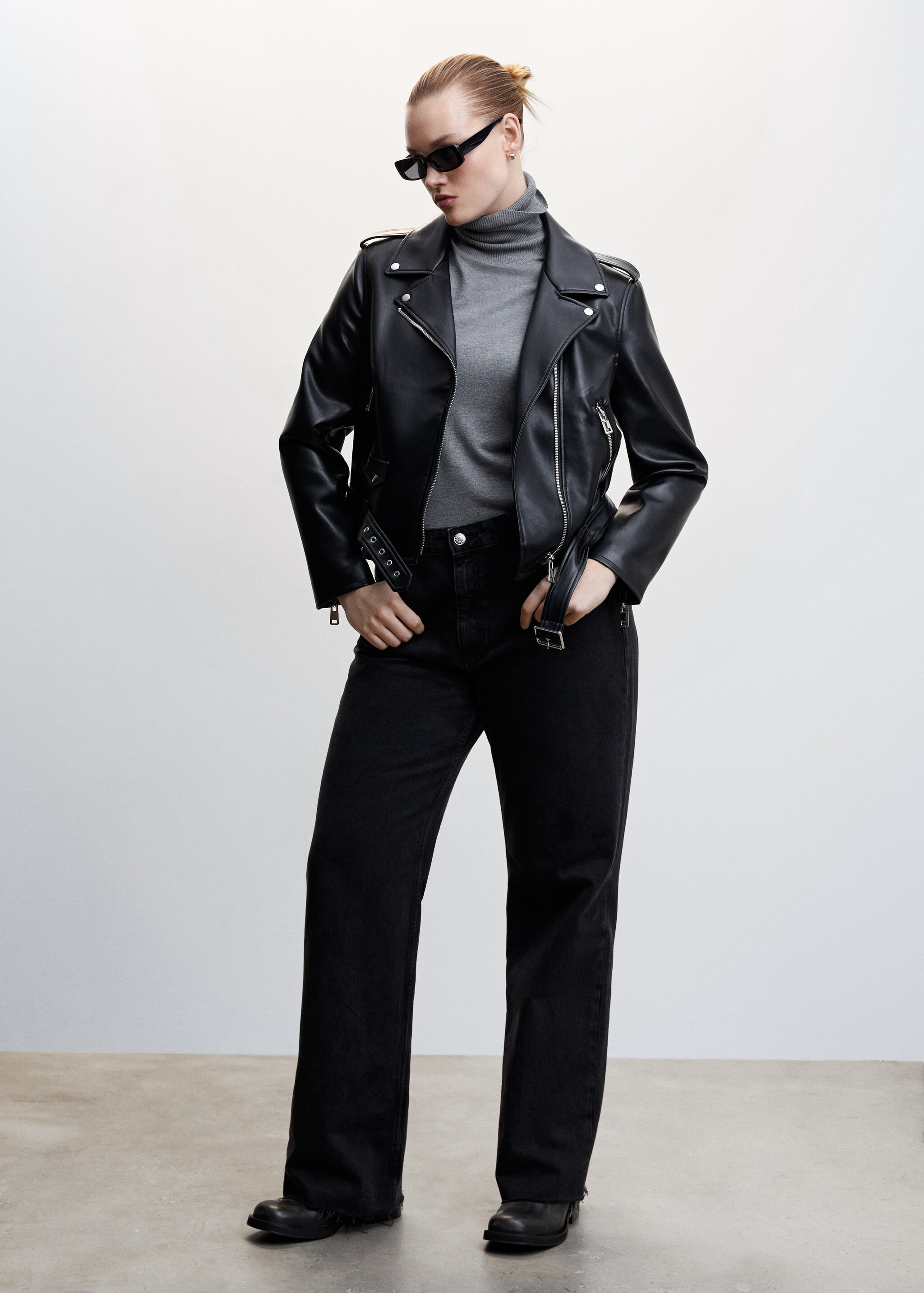 Faux-leather biker jacket - Details of the article 3