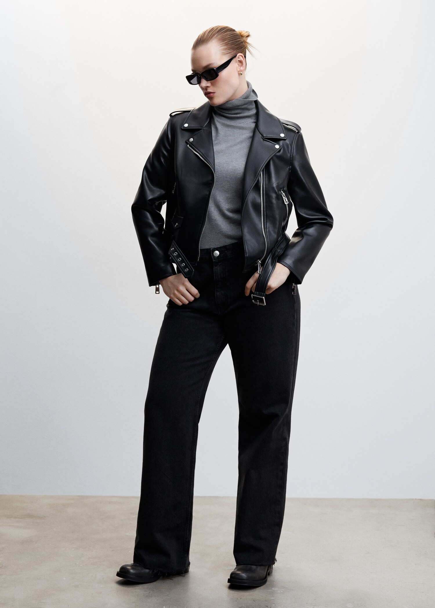 Leather-effect biker jacket - Details of the article 3