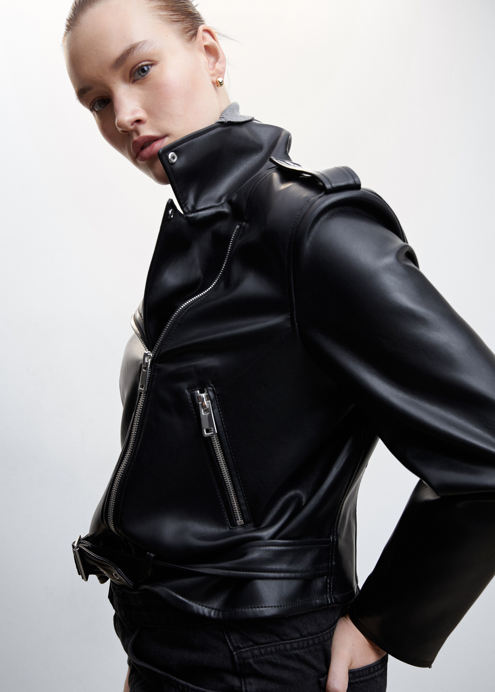 Faux-leather biker jacket - Details of the article 4