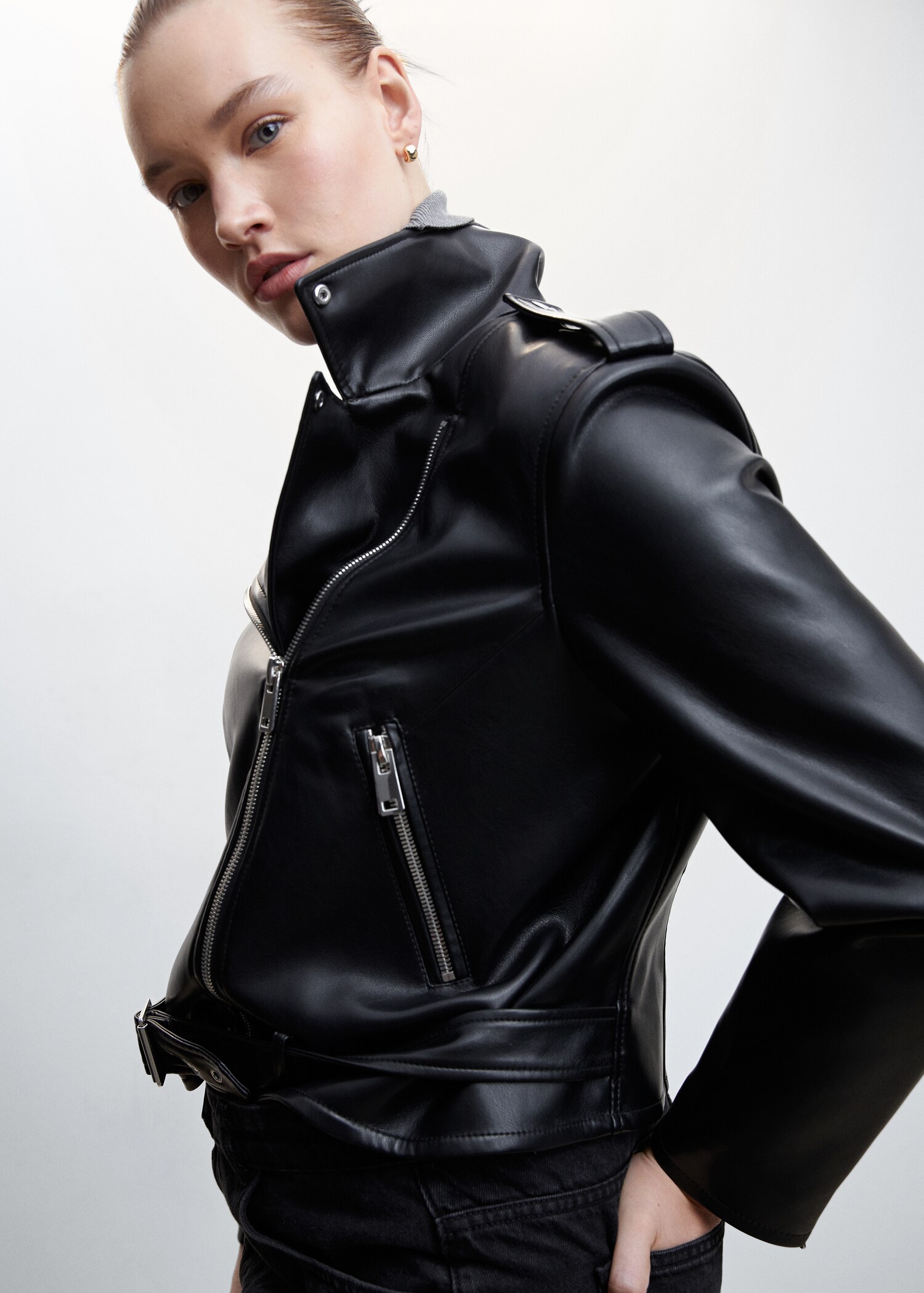 Leather-effect biker jacket - Details of the article 4