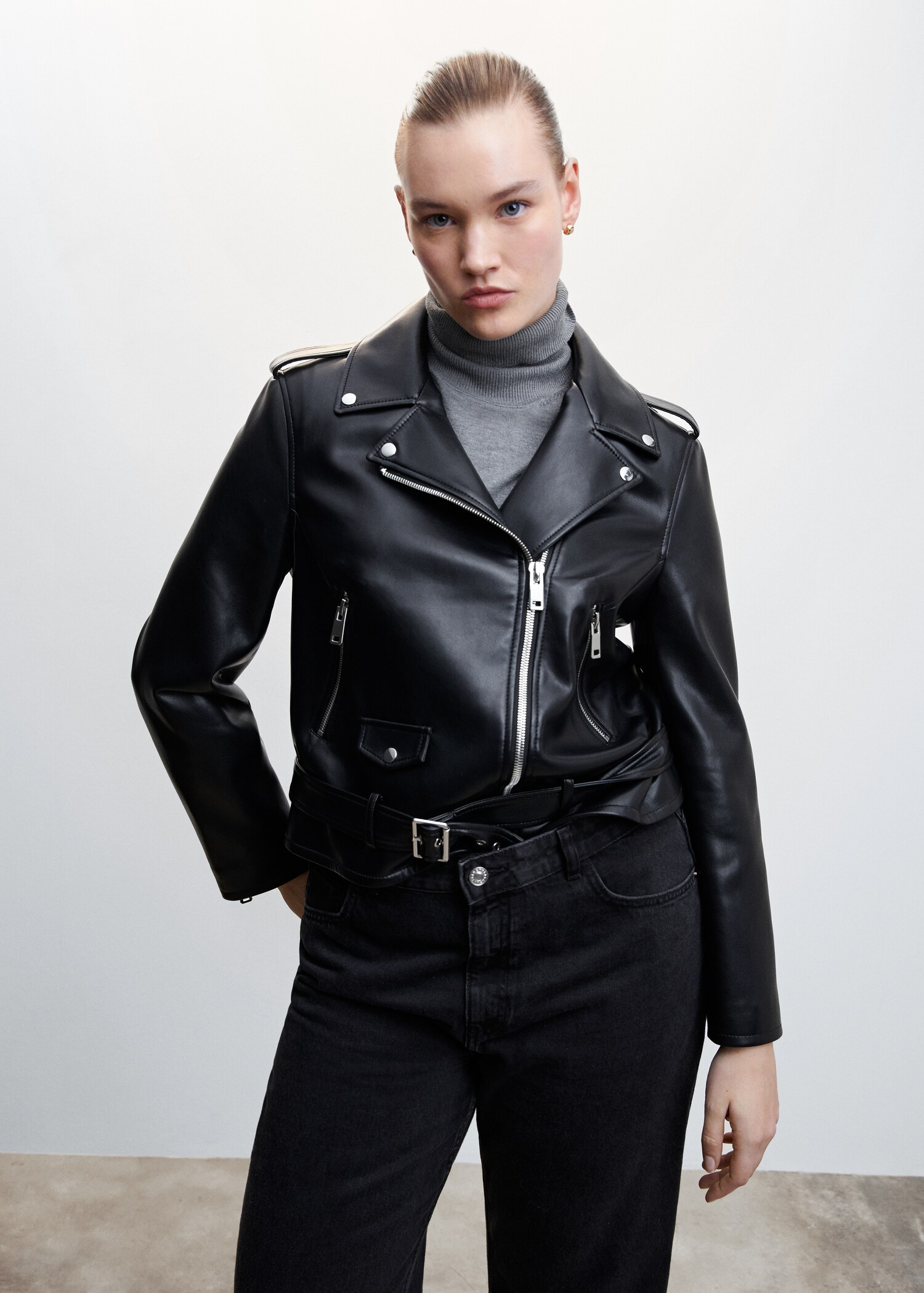 Faux-leather biker jacket - Details of the article 5