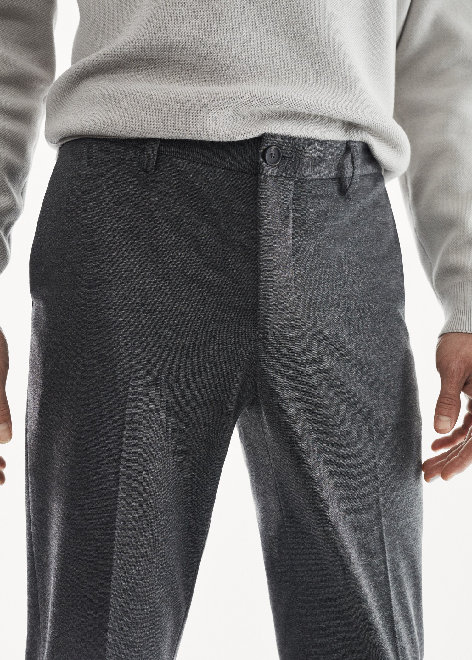 Textured slim fit suit pants - Details of the article 1
