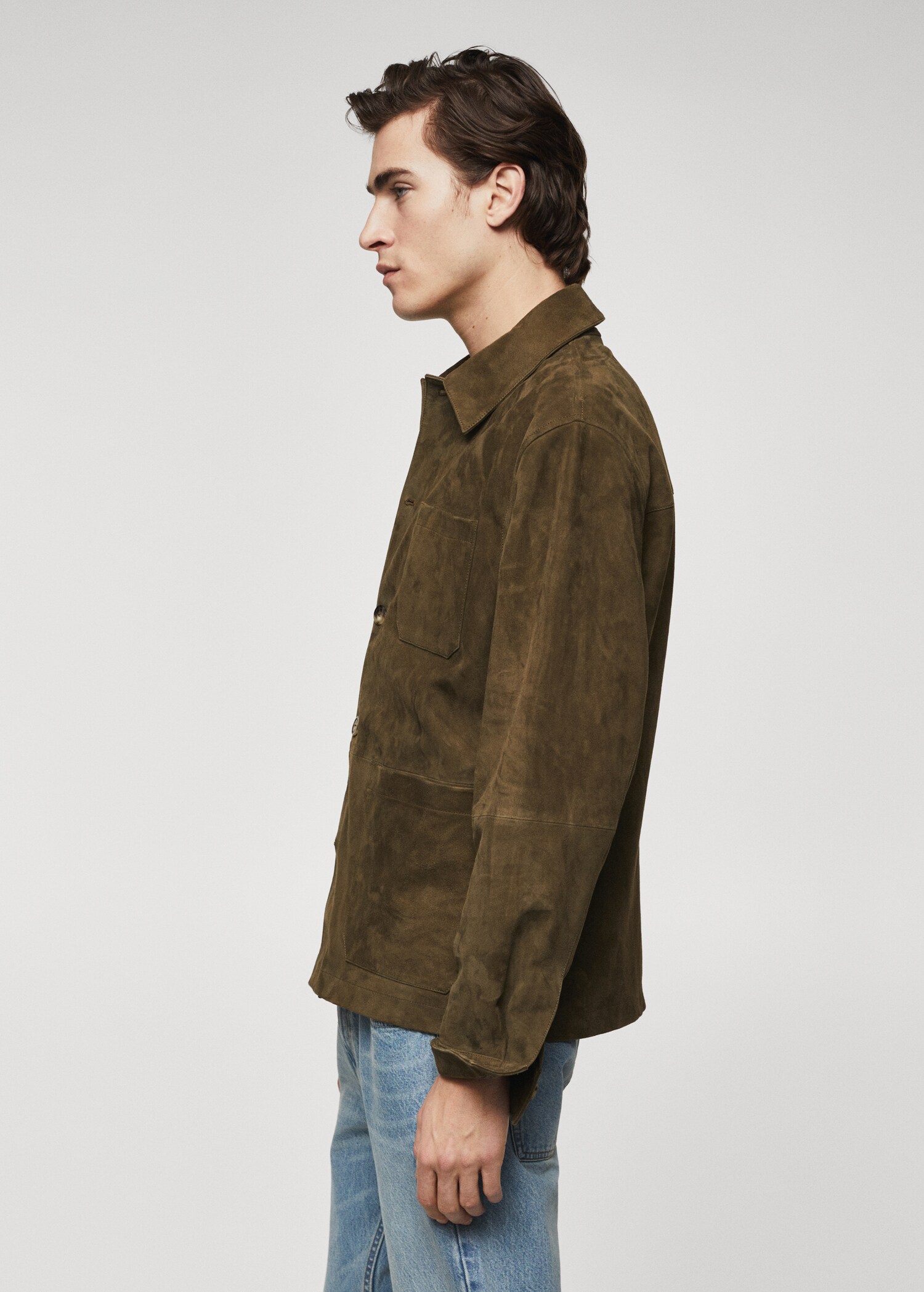 Suede overshirt with pockets - Details of the article 1