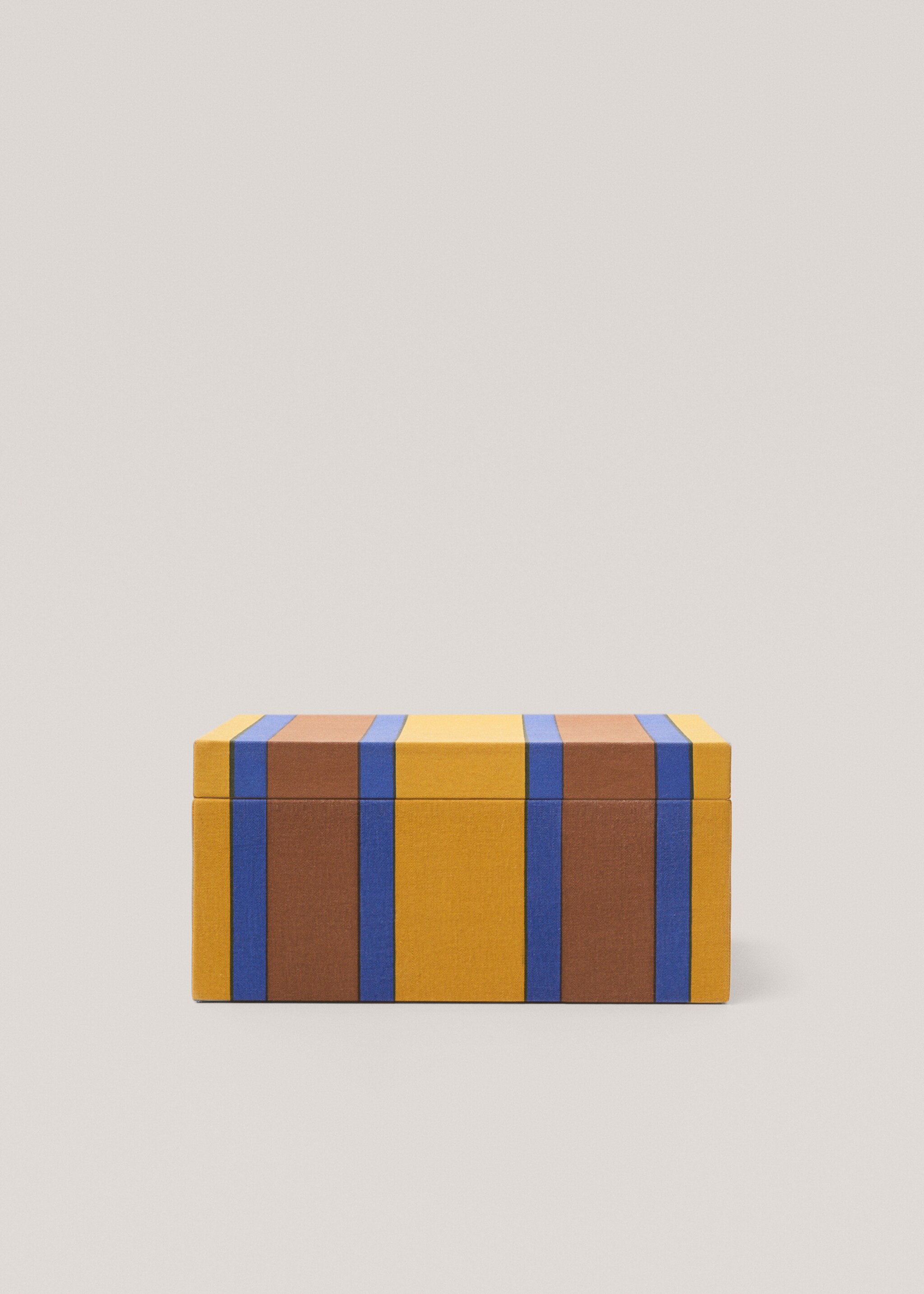 Striped fabric box 29x14cm - Article without model, Ochre. Ref: 47074397-00.