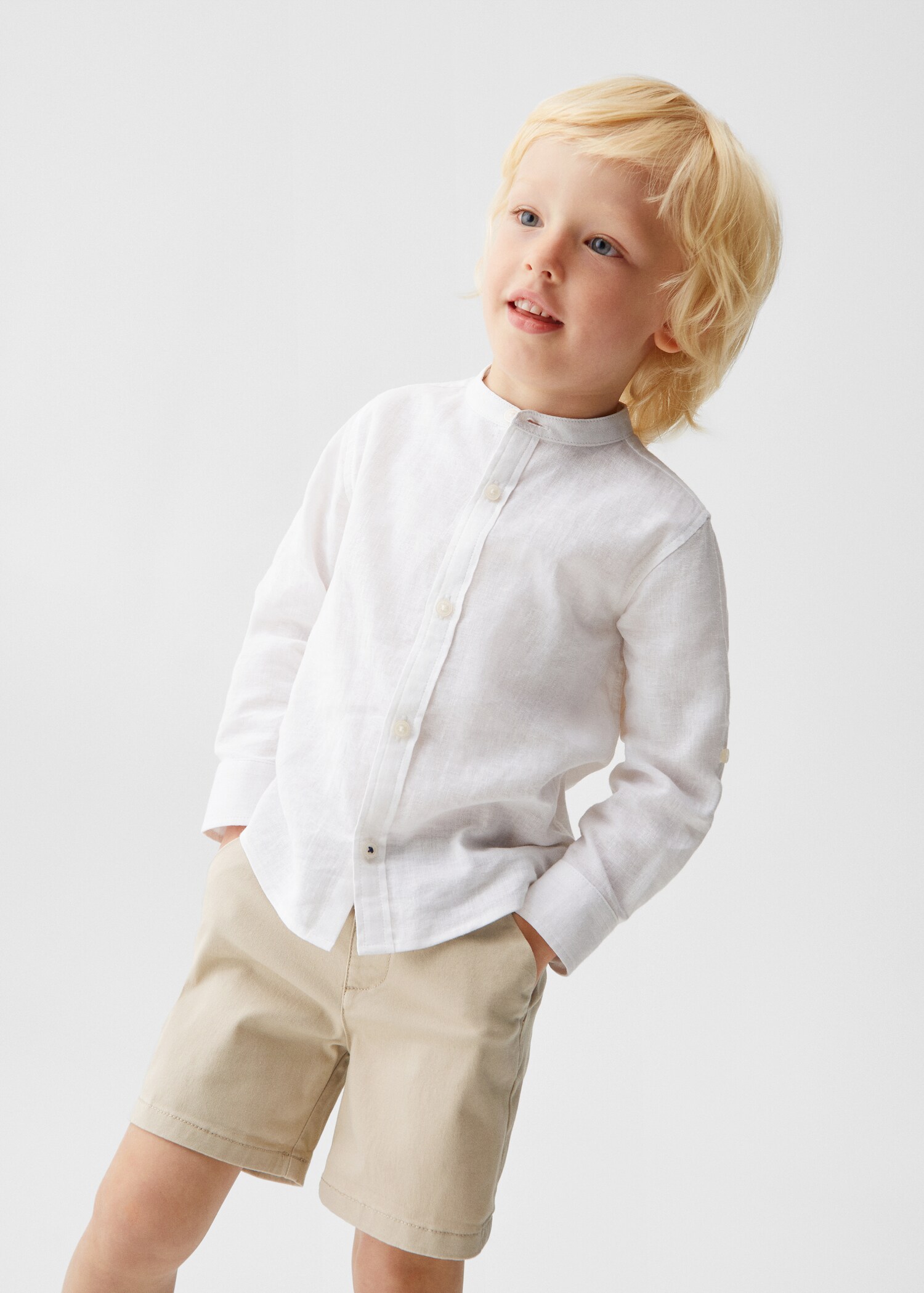 Cotton chino style Bermuda shorts - Medium plane