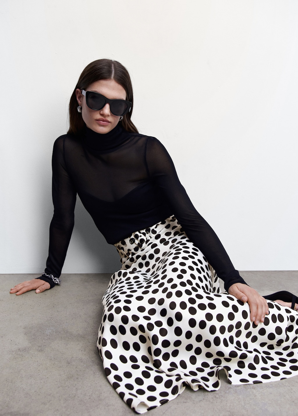 Patterned skirt black and white online