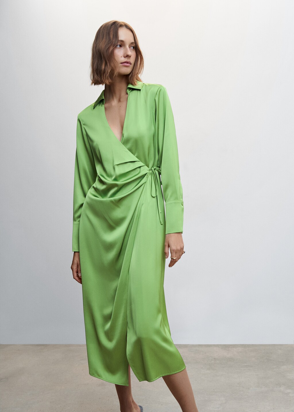 Satin draped dress - Women | MANGO OUTLET USA