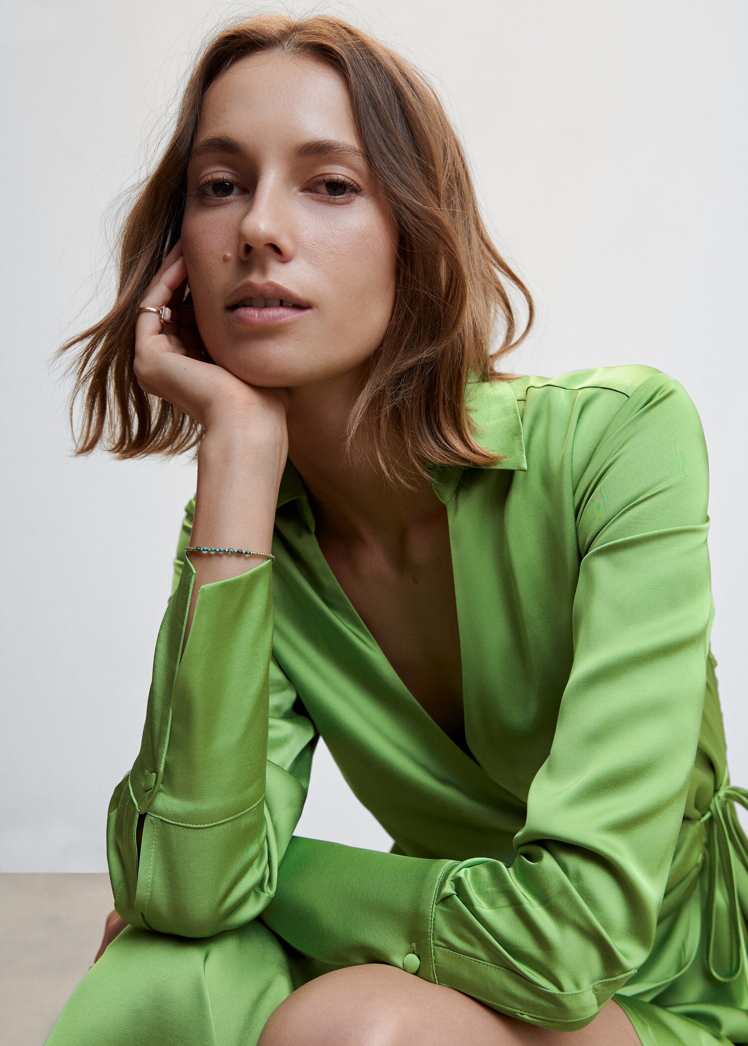 Satin draped dress - Details of the article 1