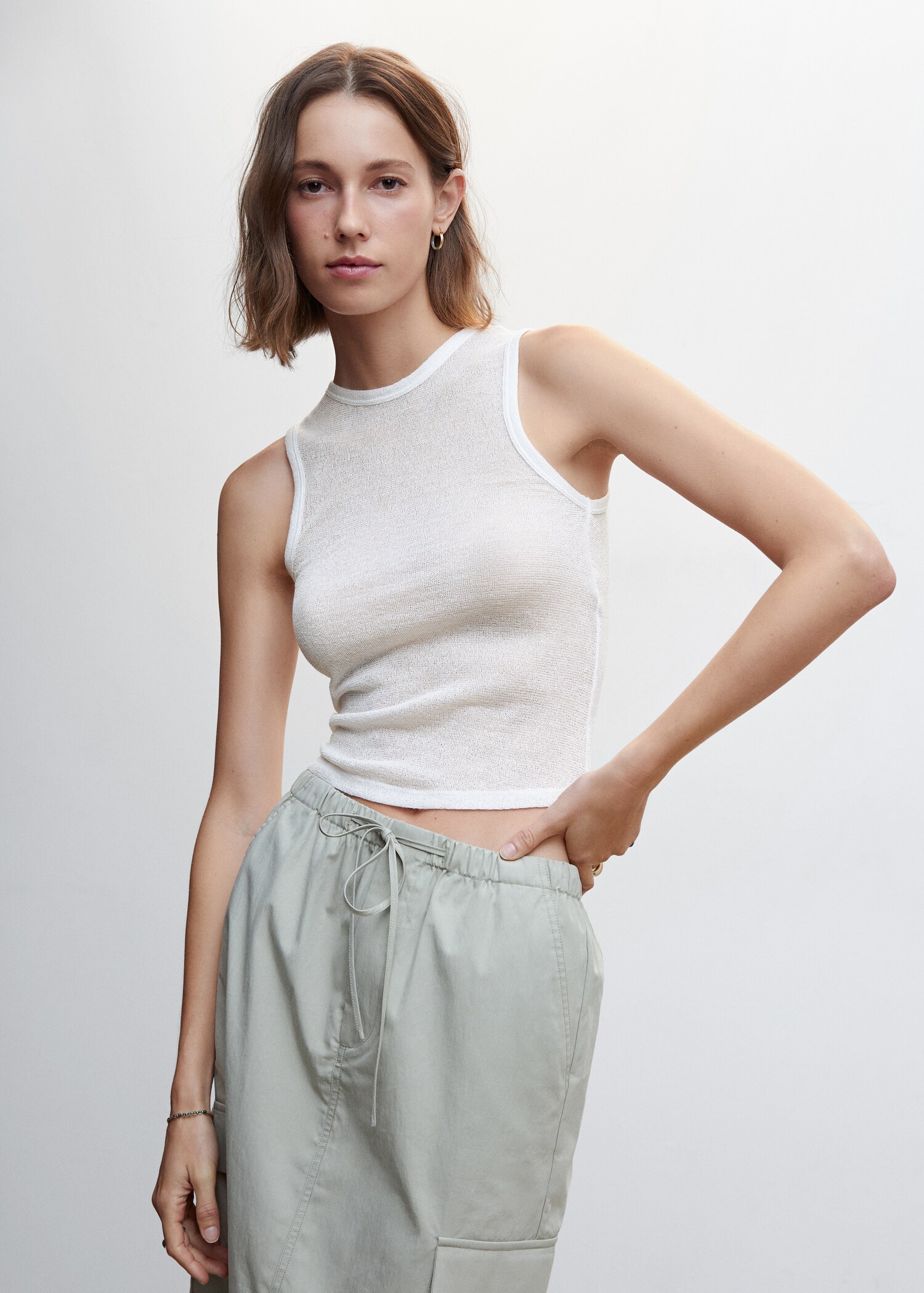 Knit semi-transparent top - Medium plane