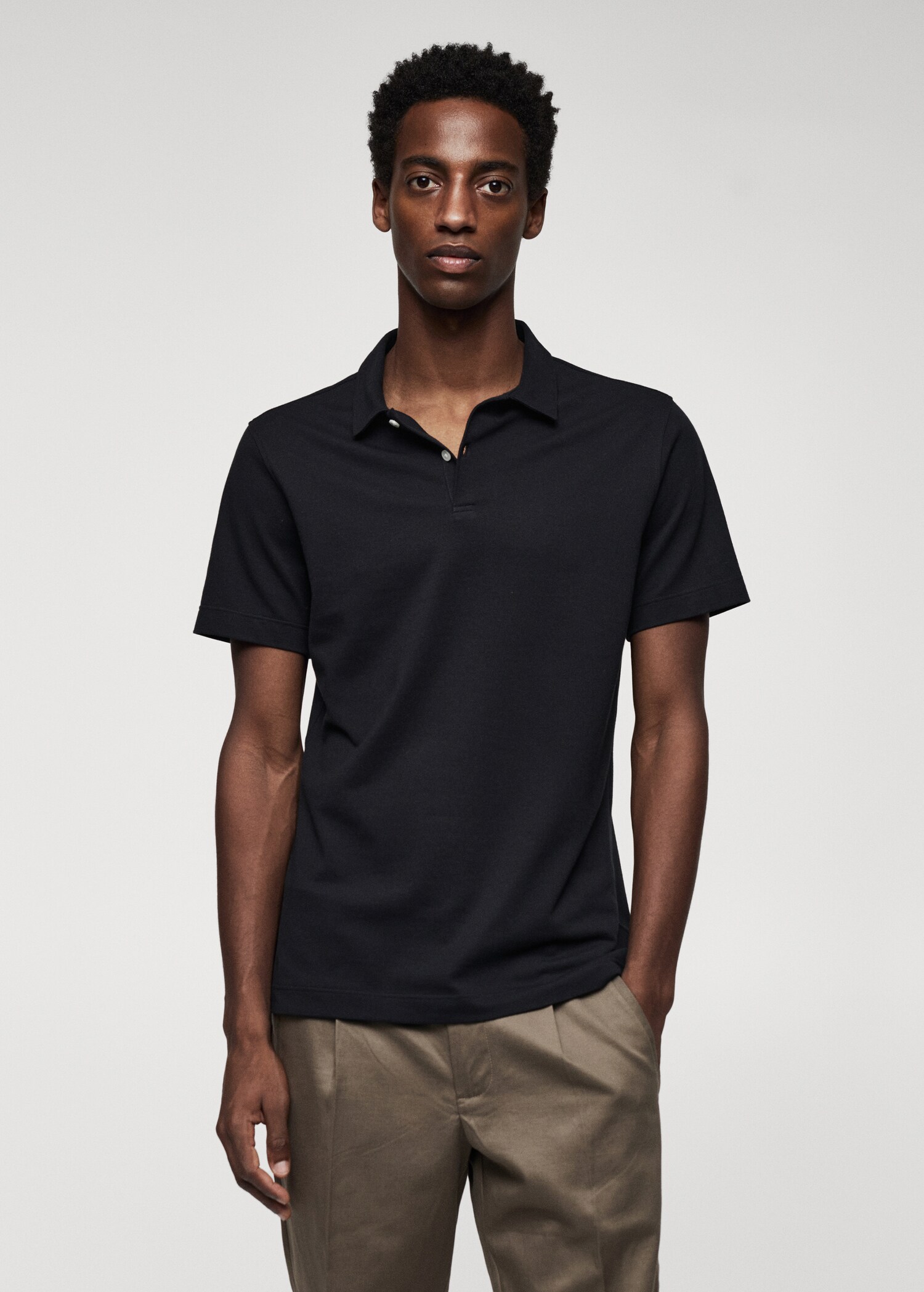 Polo slim fit algodón piqué textura - Plano medio
