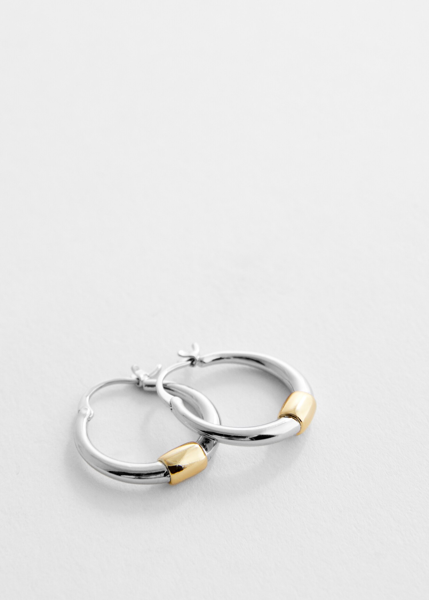Gold and silver plated hoop earrings - Medium plane