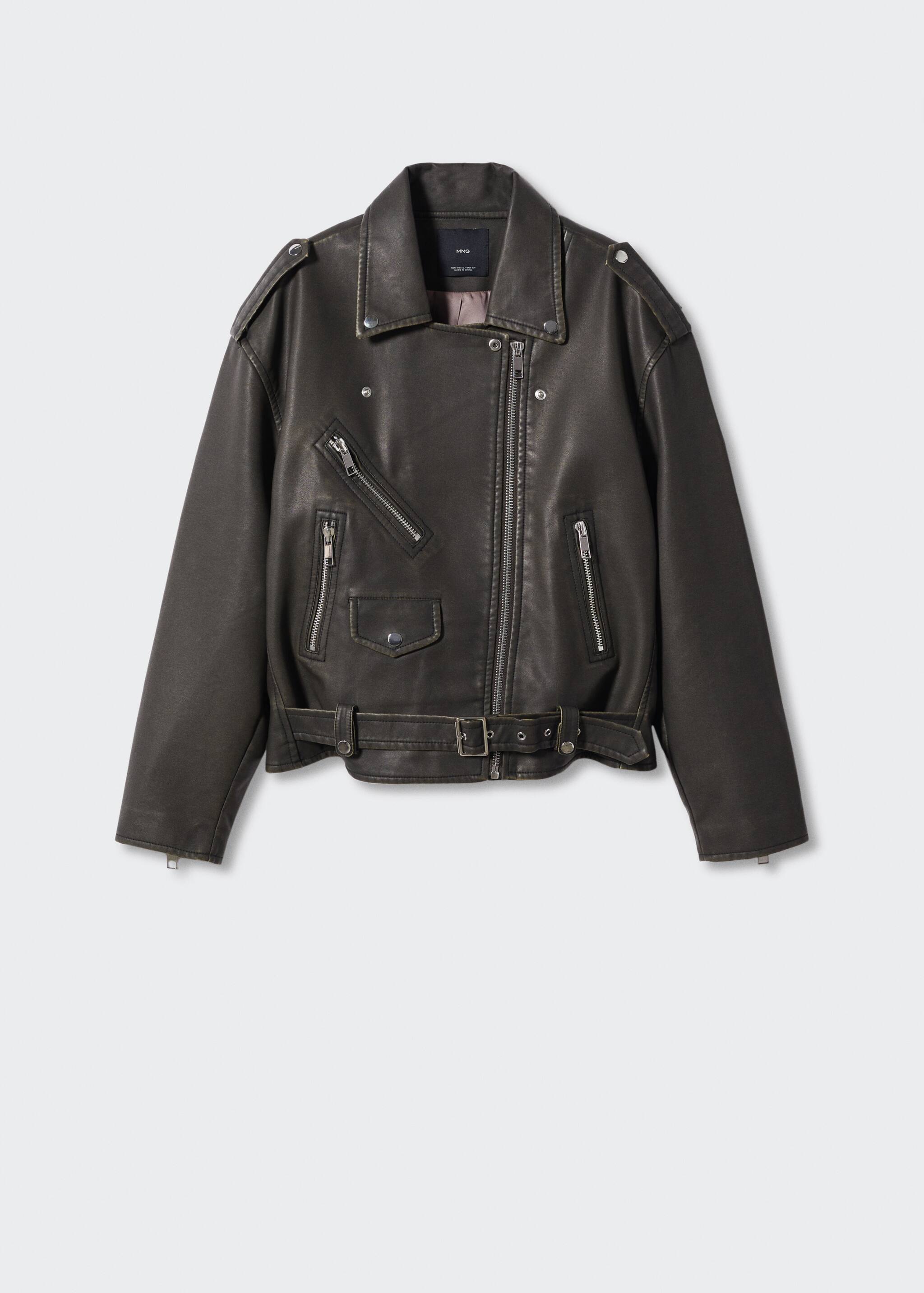 Distressed-effect biker jacket - Article without model