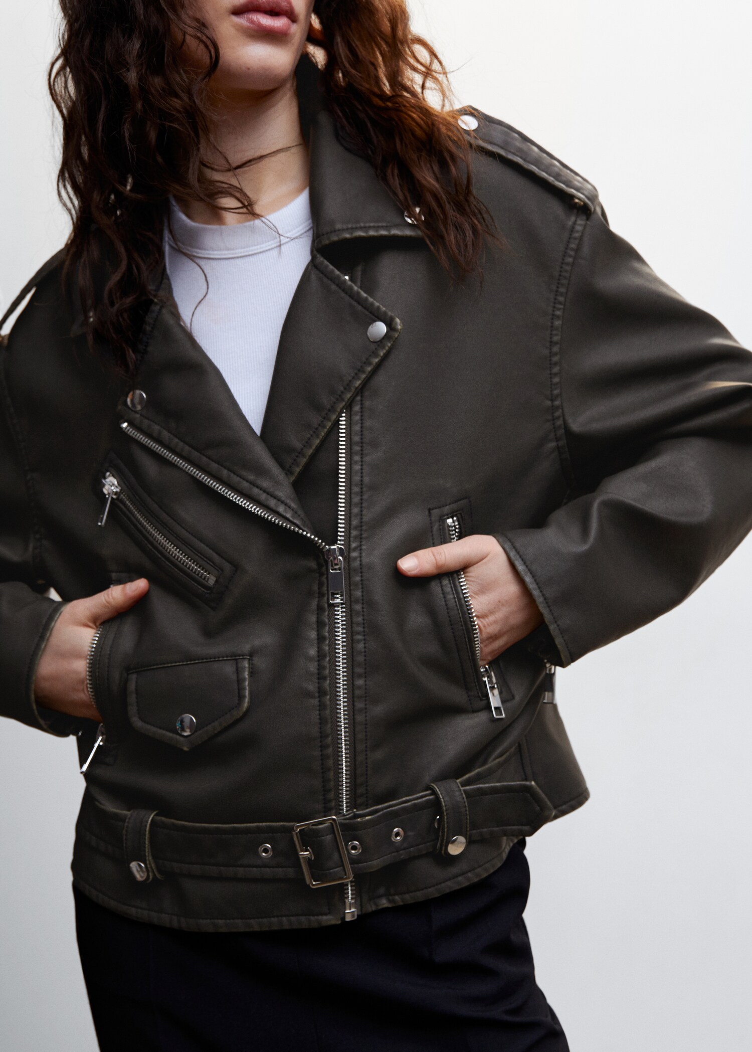 Distressed-effect biker jacket - Details of the article 6