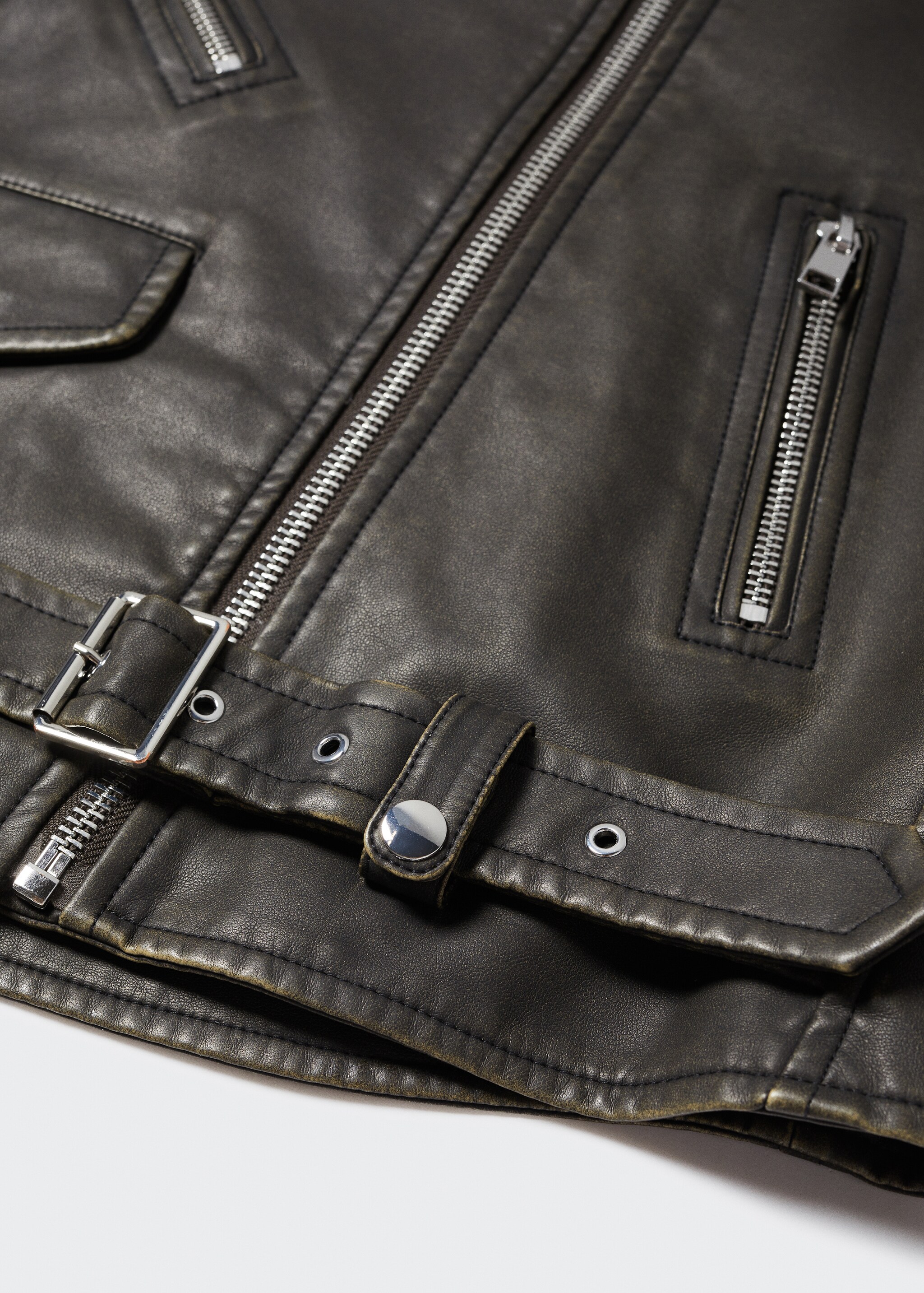 Distressed-effect biker jacket - Details of the article 8