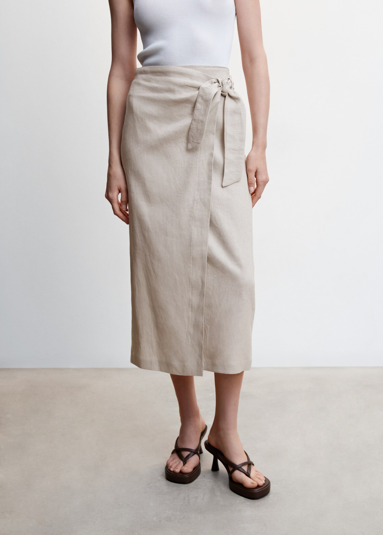 Linen-blend wrap skirt - Medium plane