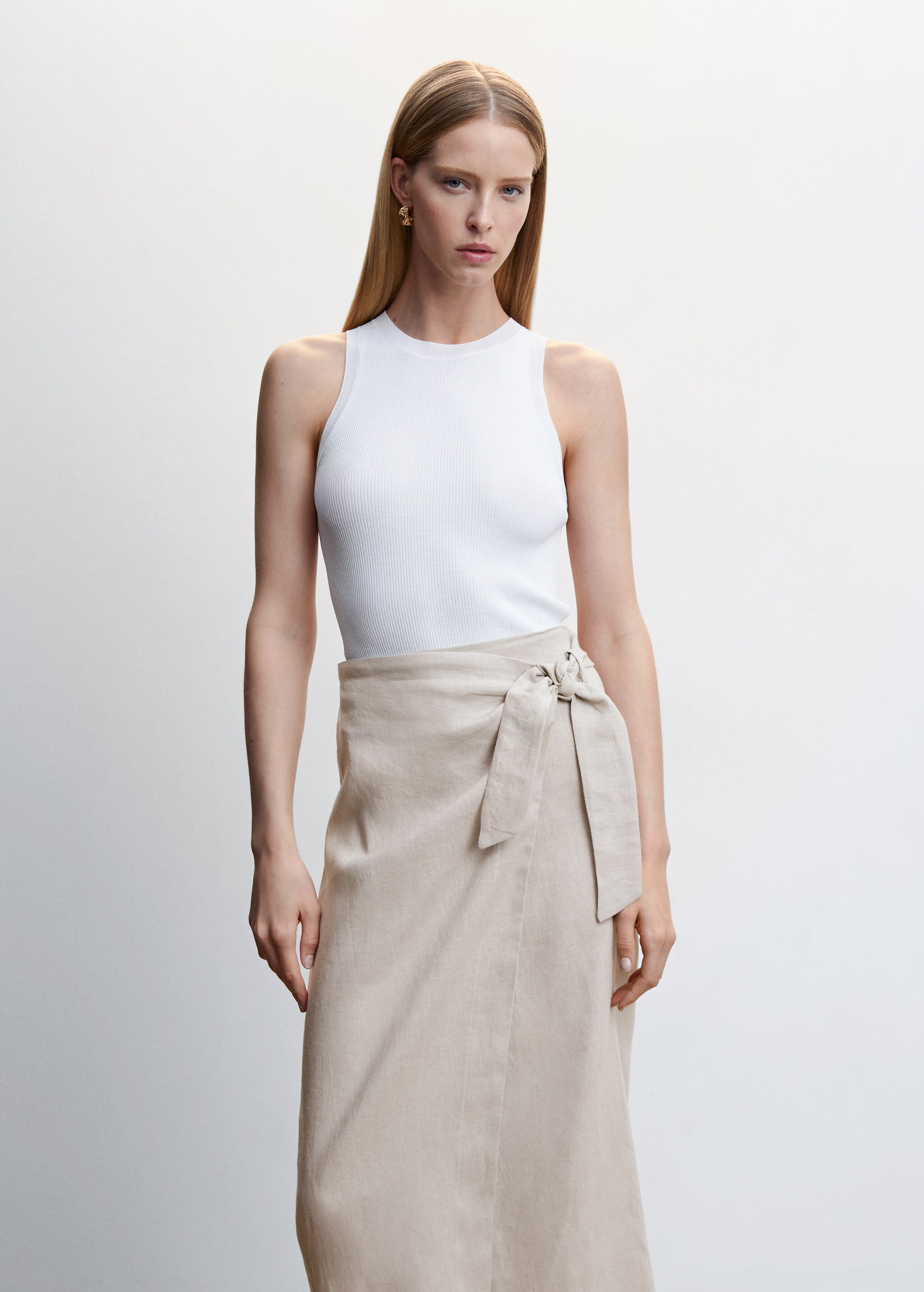 Linen-blend wrap skirt - Details of the article 1