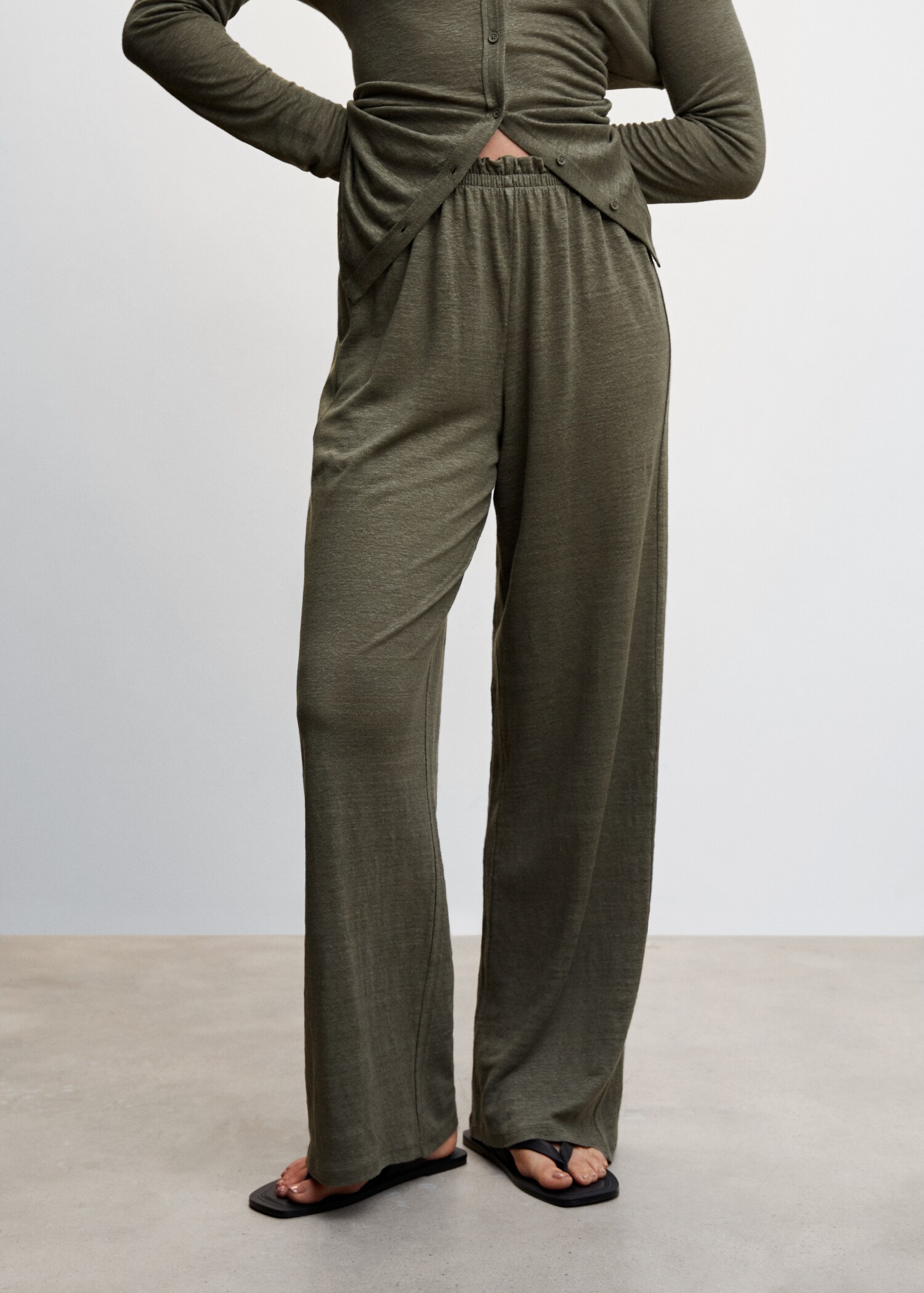 100% linen wideleg trousers - Medium plane