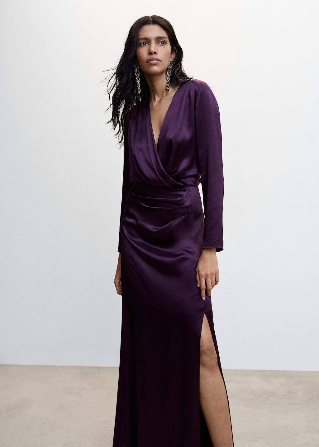 Wrapped satin dress Women MANGO OUTLET USA