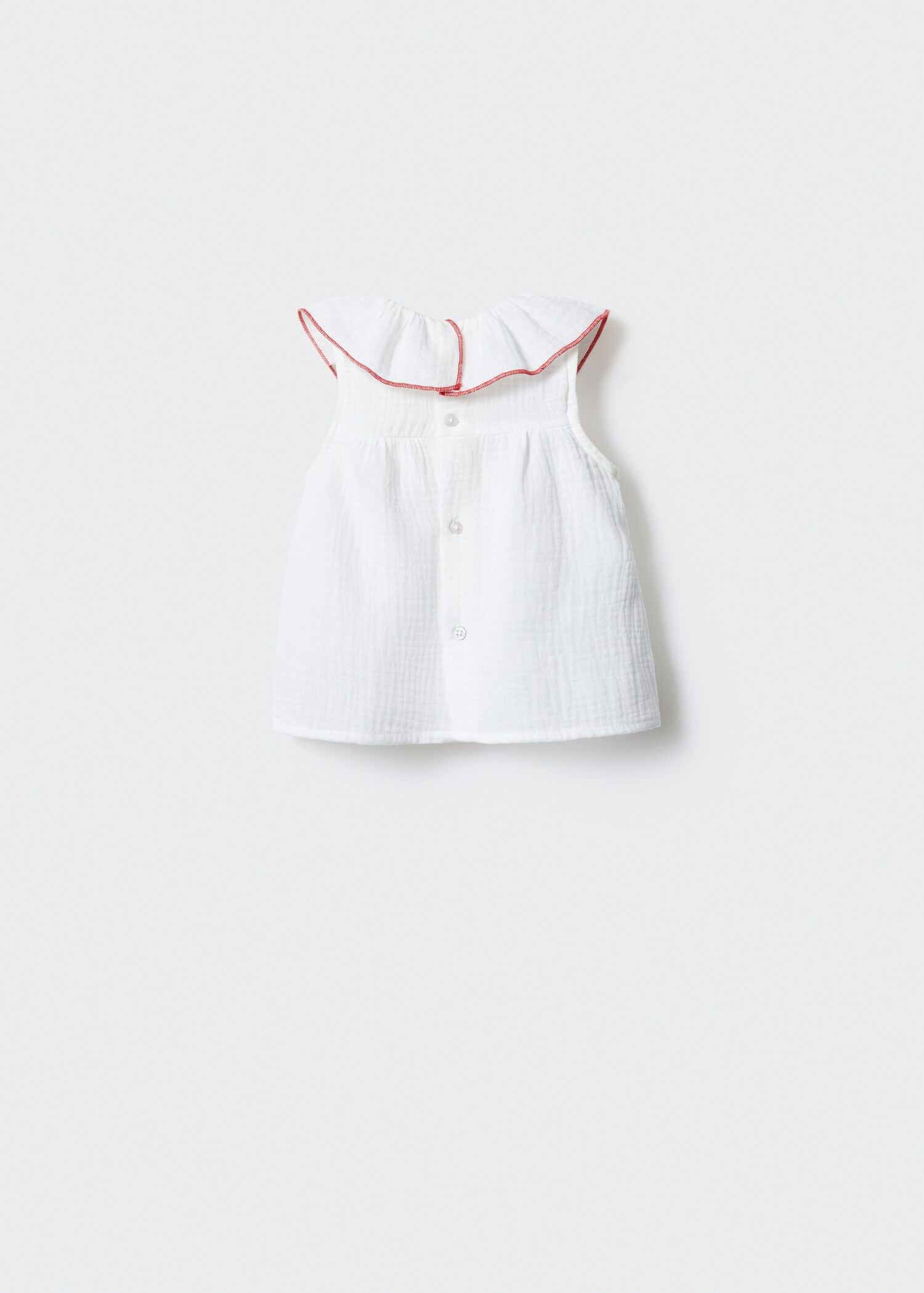 Bluse i bomull med babydoll-krage - Baksiden av artikkelen