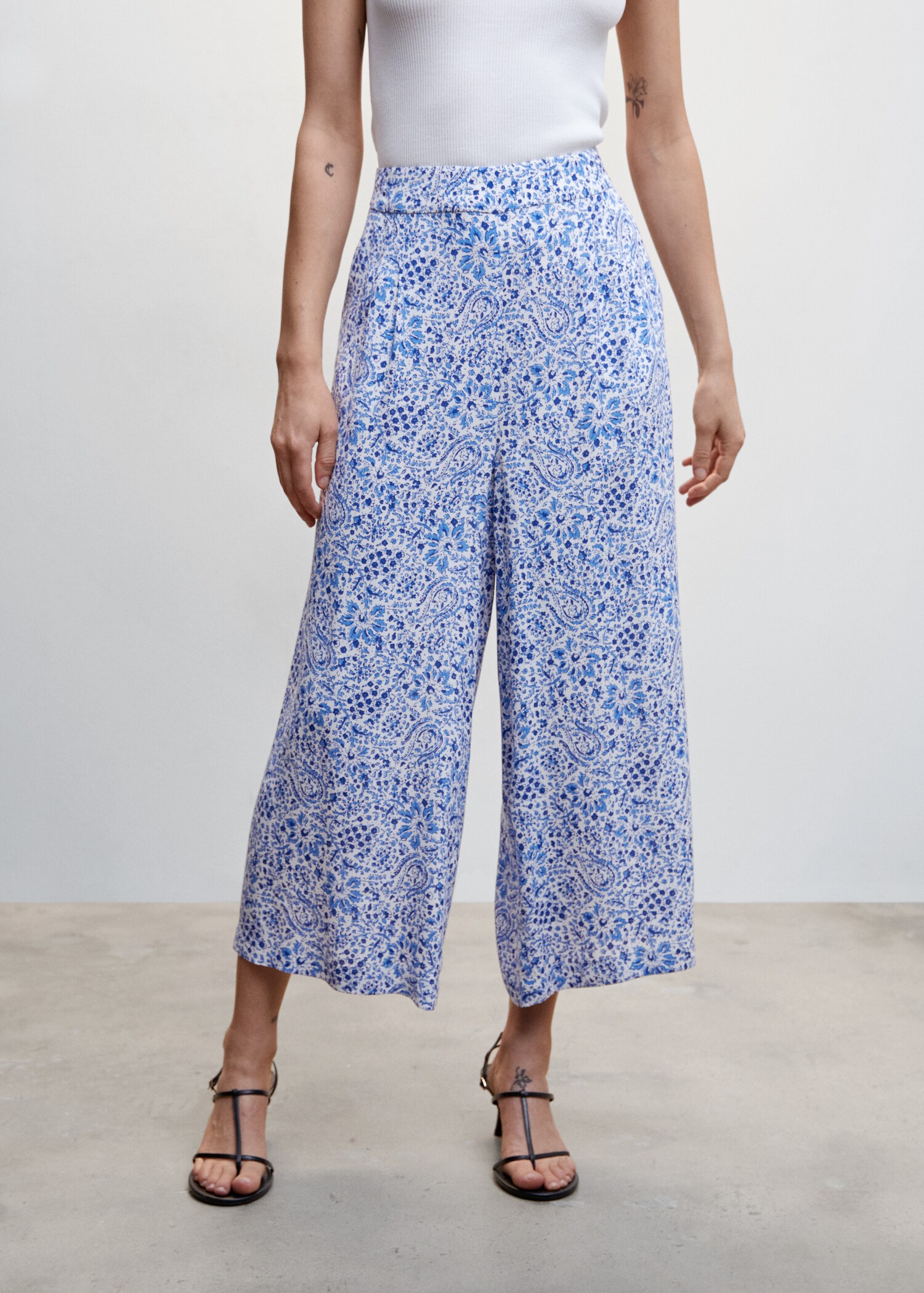 Floral print culotte pants - Medium plane