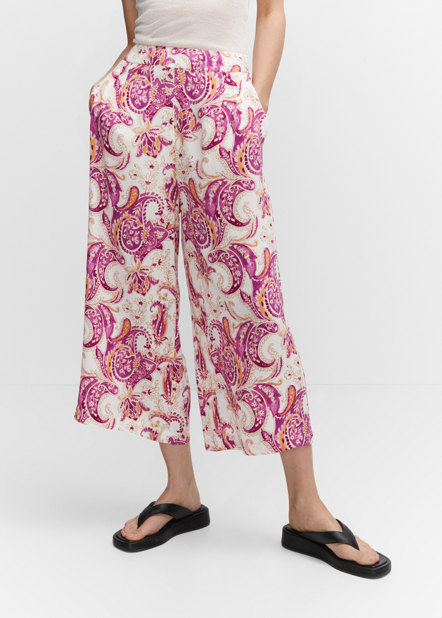 Floral print culotte pants - Medium plane