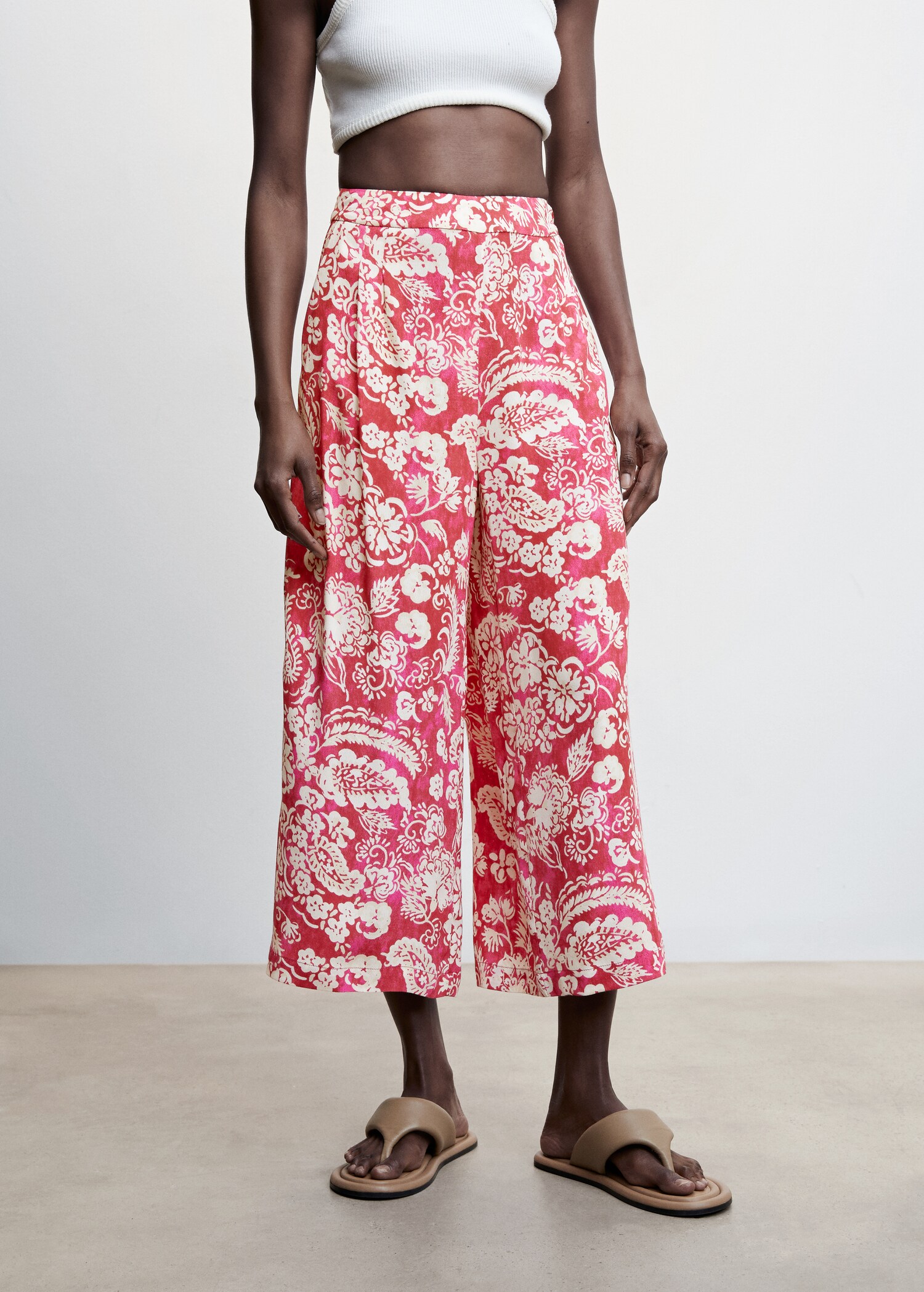 Floral print culotte pants - Medium plane