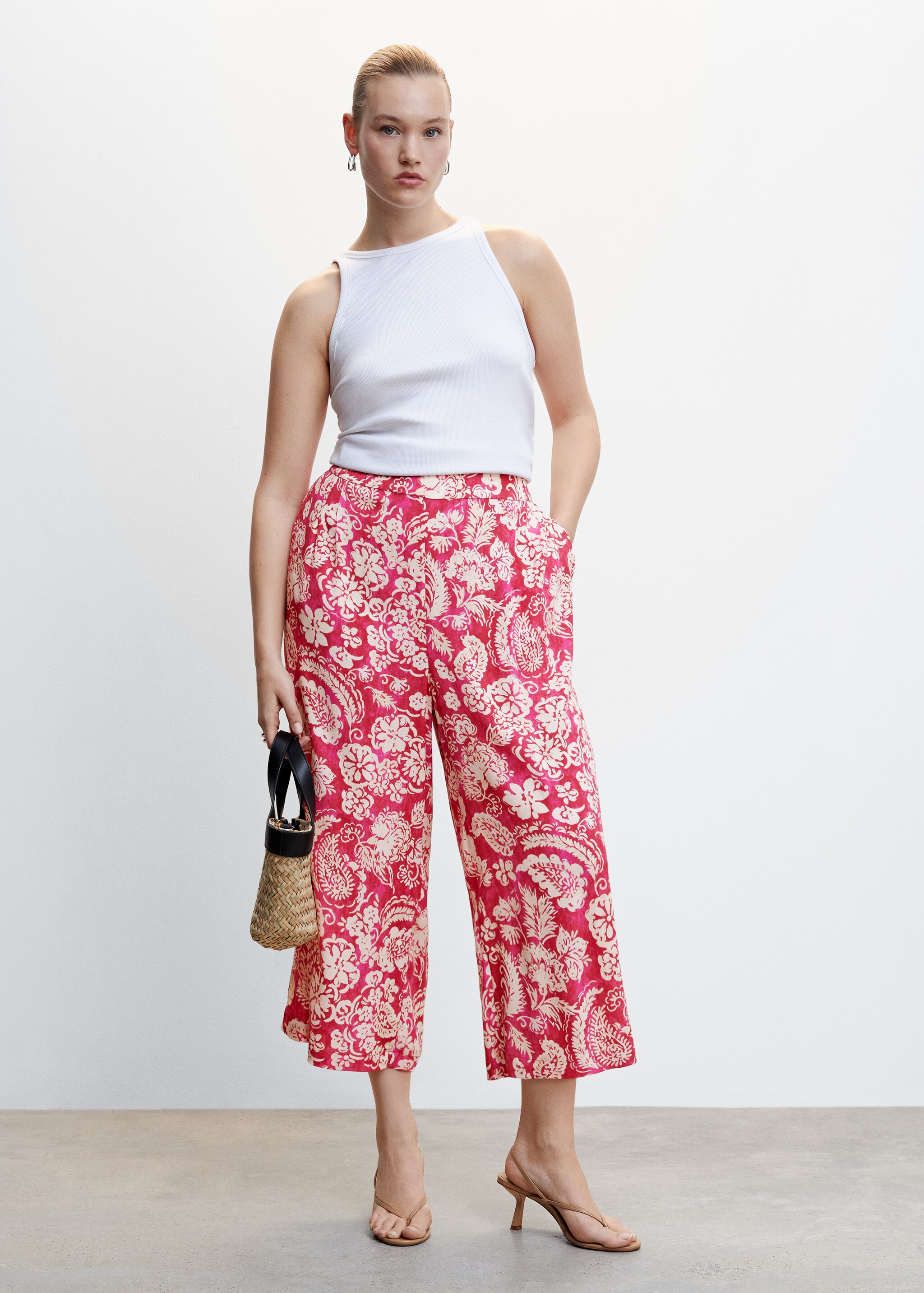 Pantalon style jupe-culotte imprimé fleuri - Détail de l'article 3