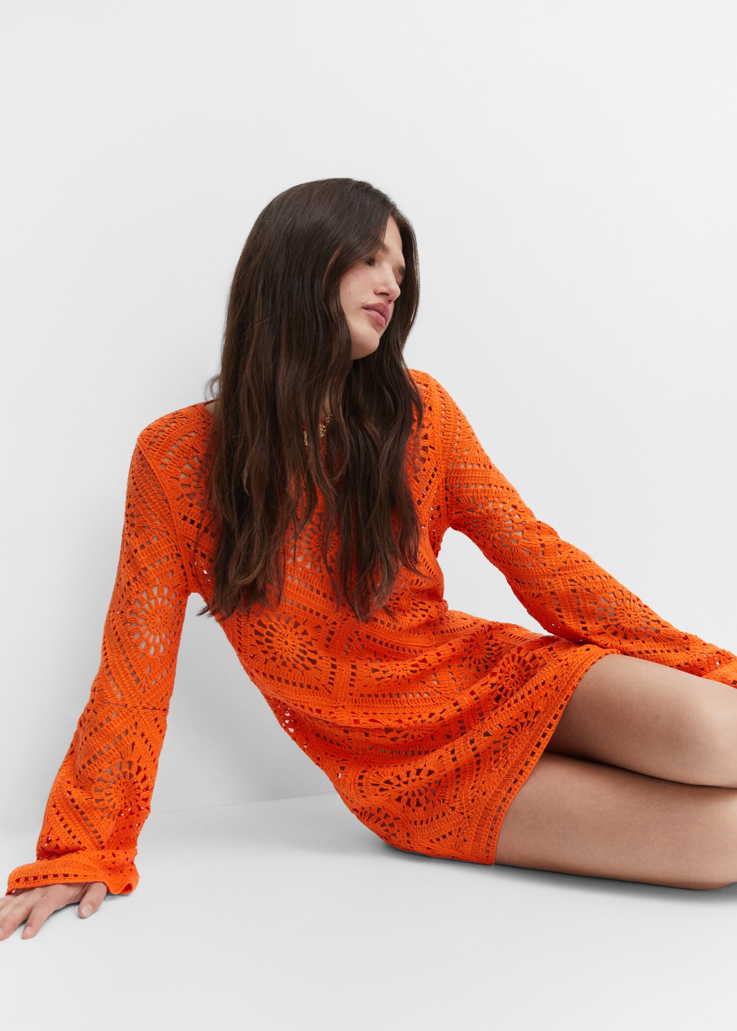 Flared-sleeve openwork dress - Details of the article 2